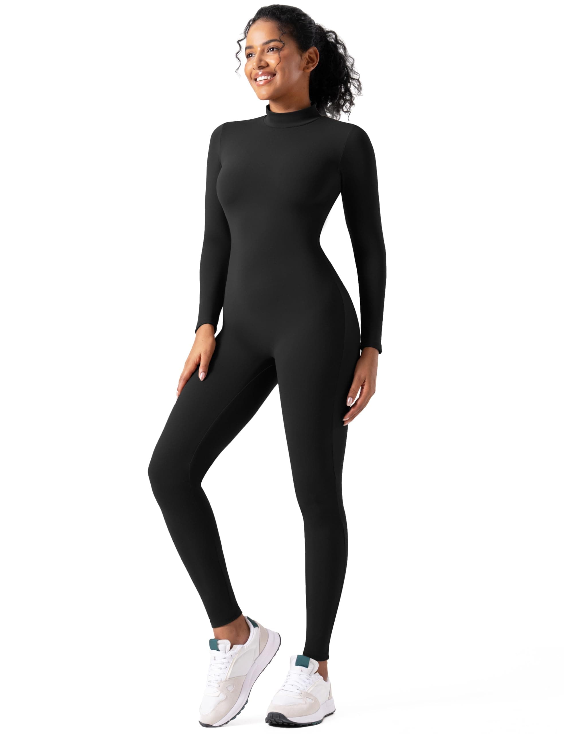 speerise Adult High Neck Zip One Piece Unitard Full Body Leotard Bodycon Jumpsuit for Women