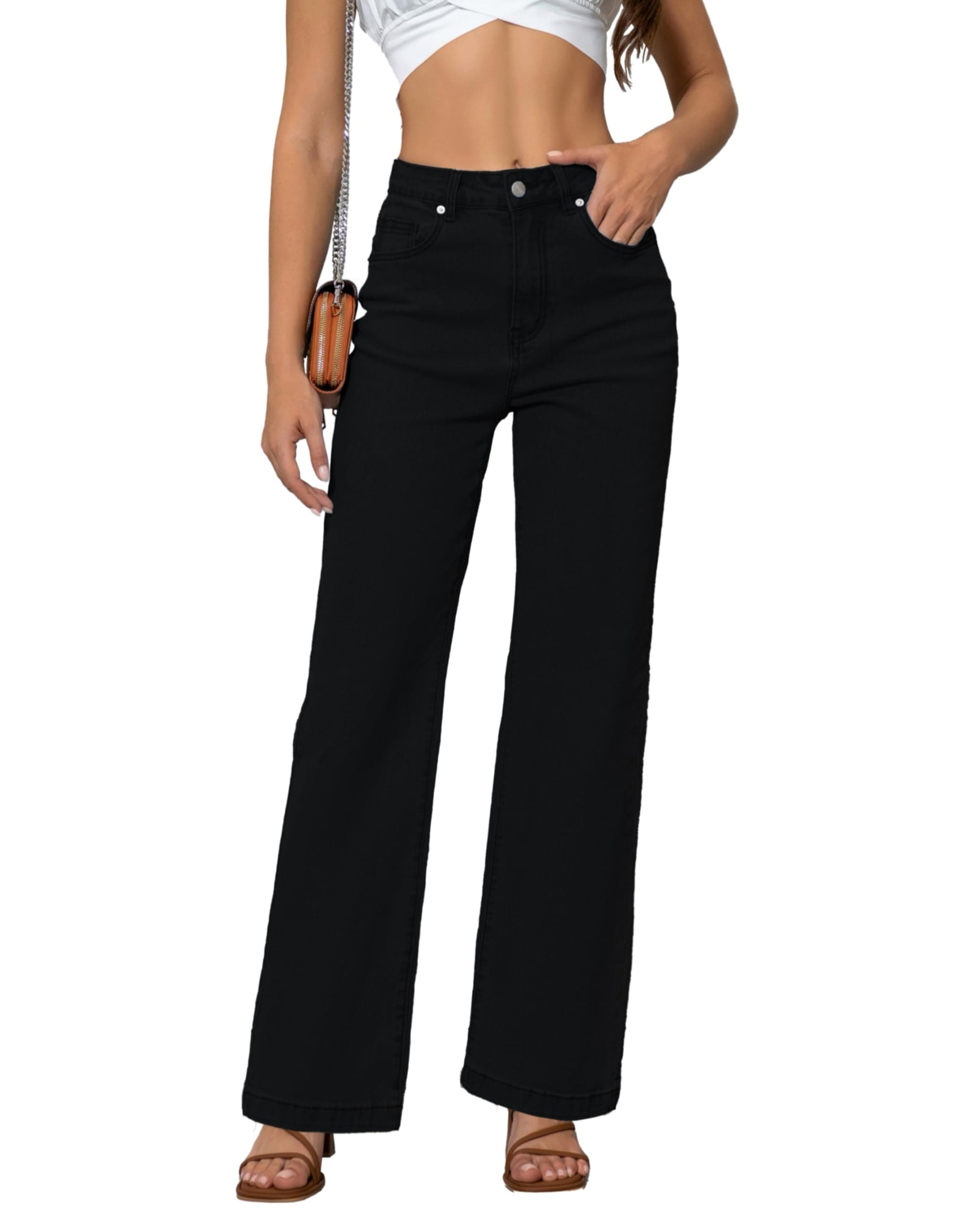 ETTELOWomens Jeans High Waisted Straight Leg Loose Stretchy Lightweight Tummy Control Trendy Jeans for Women 2025