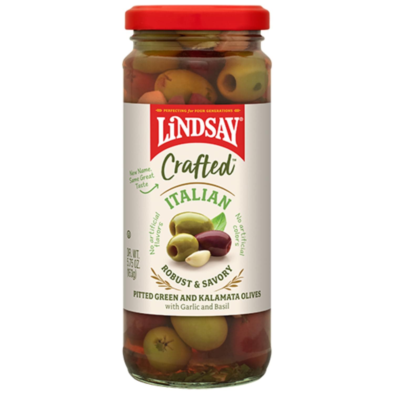 LindsayCrafted Italian Medley Olives, 5.75 Oz (Pack of 6), Manzanilla, Queen & Kalamata Olives with Basil & Garlic, Keto Friendly, Healthy Snack, Perfect for Salads, Pastas, Charcuterie Boards