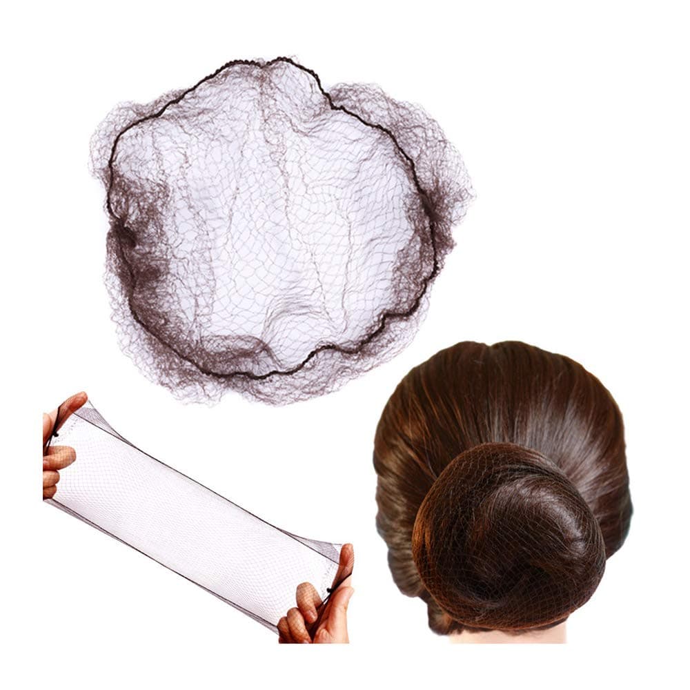 YANTAISIYU 50 Pcs Hair Net 20 Inch Invisible Elastic Mesh Wig nets for Hair Bun Food Service (Bulk Packing,Dark Brown)
