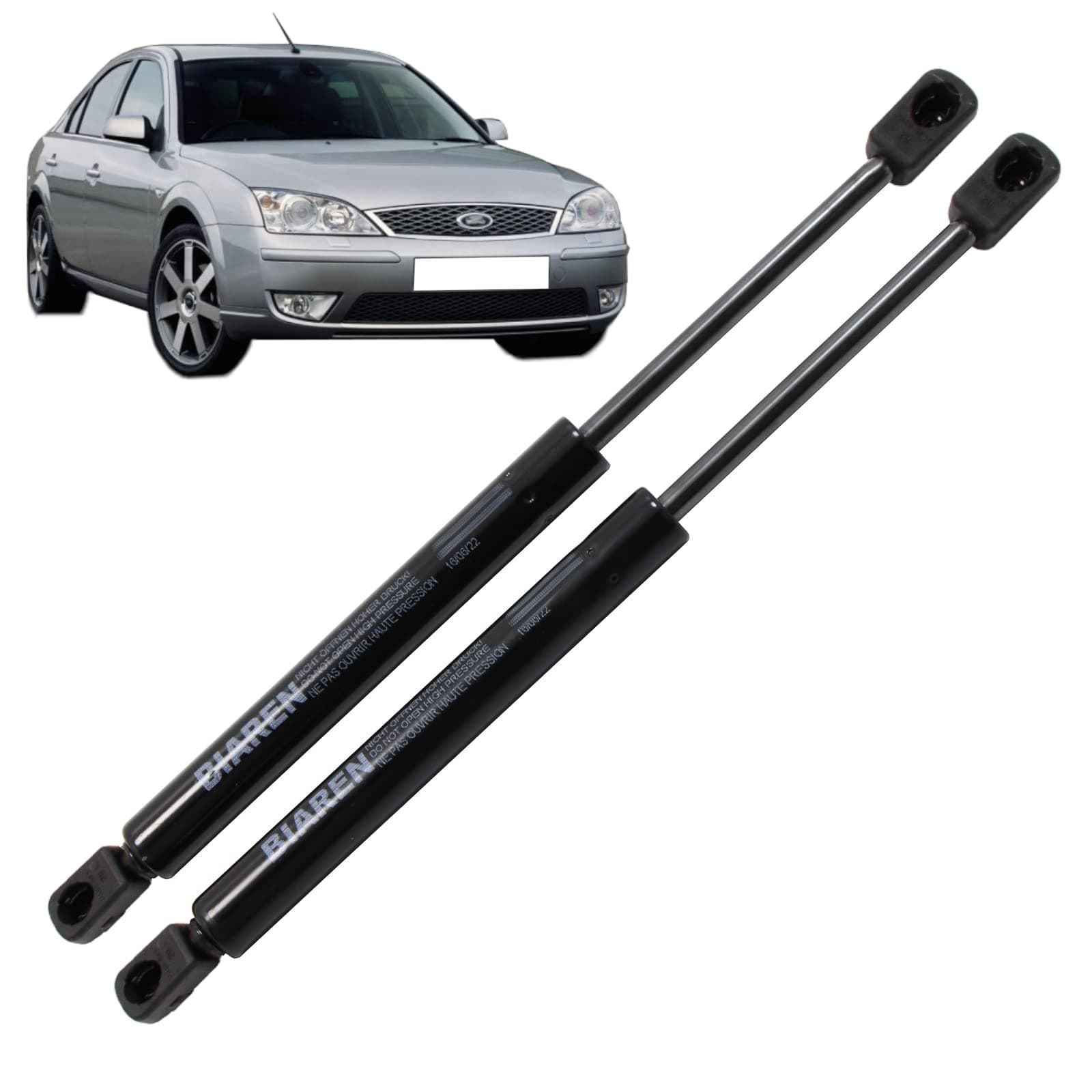 BIAREN 2x Front Bonnet Gas Struts For Ford Mondeo Mk3 2000-2007 Lift Support System 660 (N) 250 MM 1117690 1120812 1S7116C826AD
