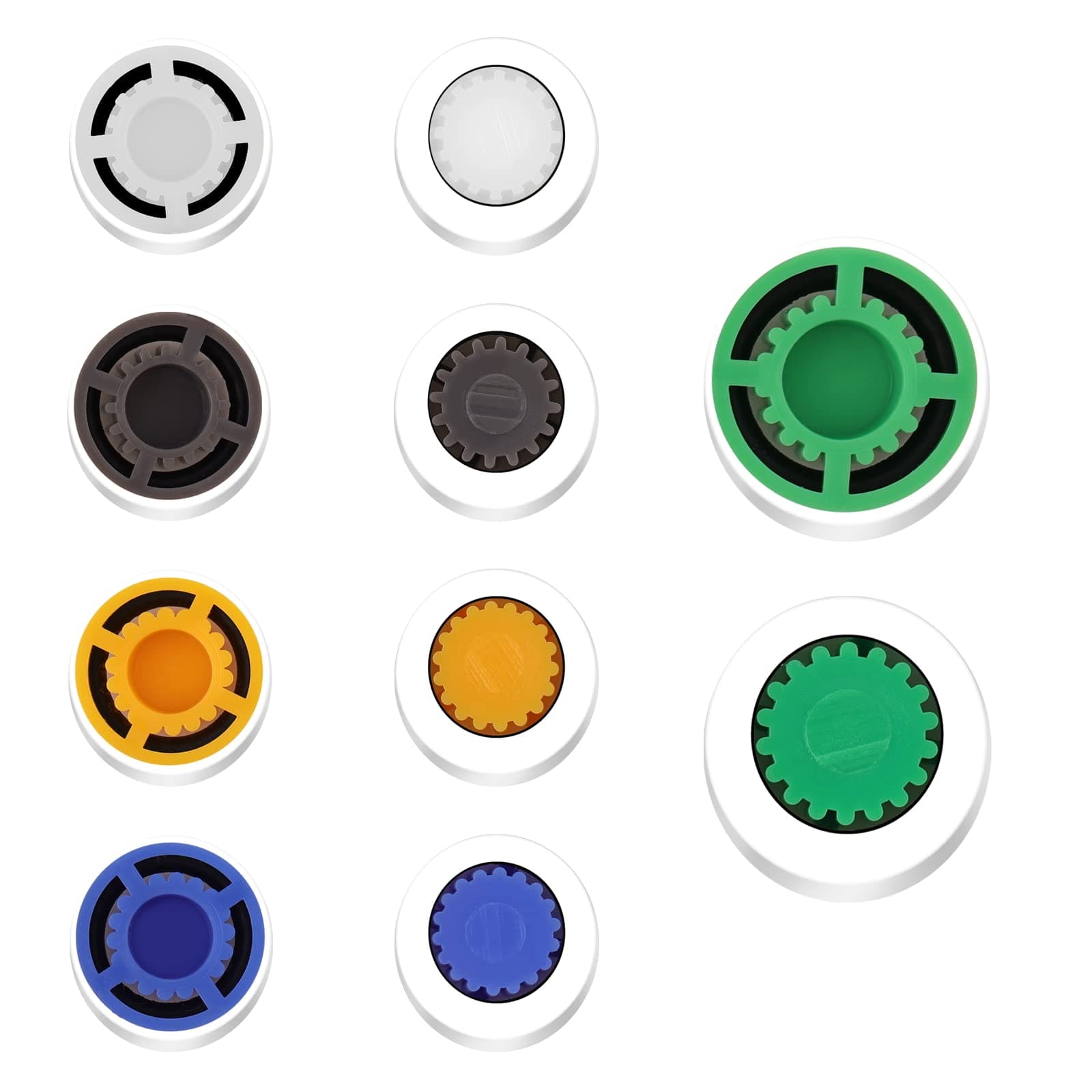 Prasacco 10 Pcs Water Flow Restrictor 1.5/1.8/2.0/2.5/3.0 GPM Shower Head Flow Control Valves Water Flow Saver Adapter Set for Fixed Shower Head or Handheld Shower (14.2 x 13.8 x 5.3 mm - Small)