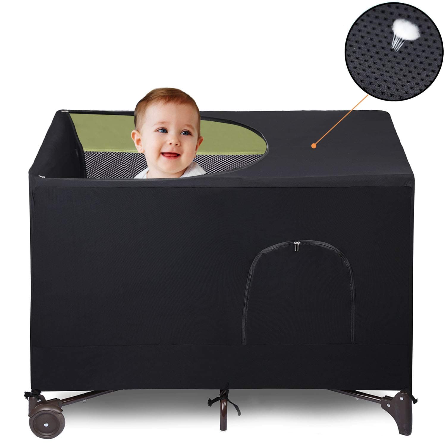 Crib Blackout Cover for Pack N Play - Travel Crib Cover, Breathable Baby Netting Cover/Tent for Indoor or Outdoor Portable Stretchy Blackout Tent, Net Curtains