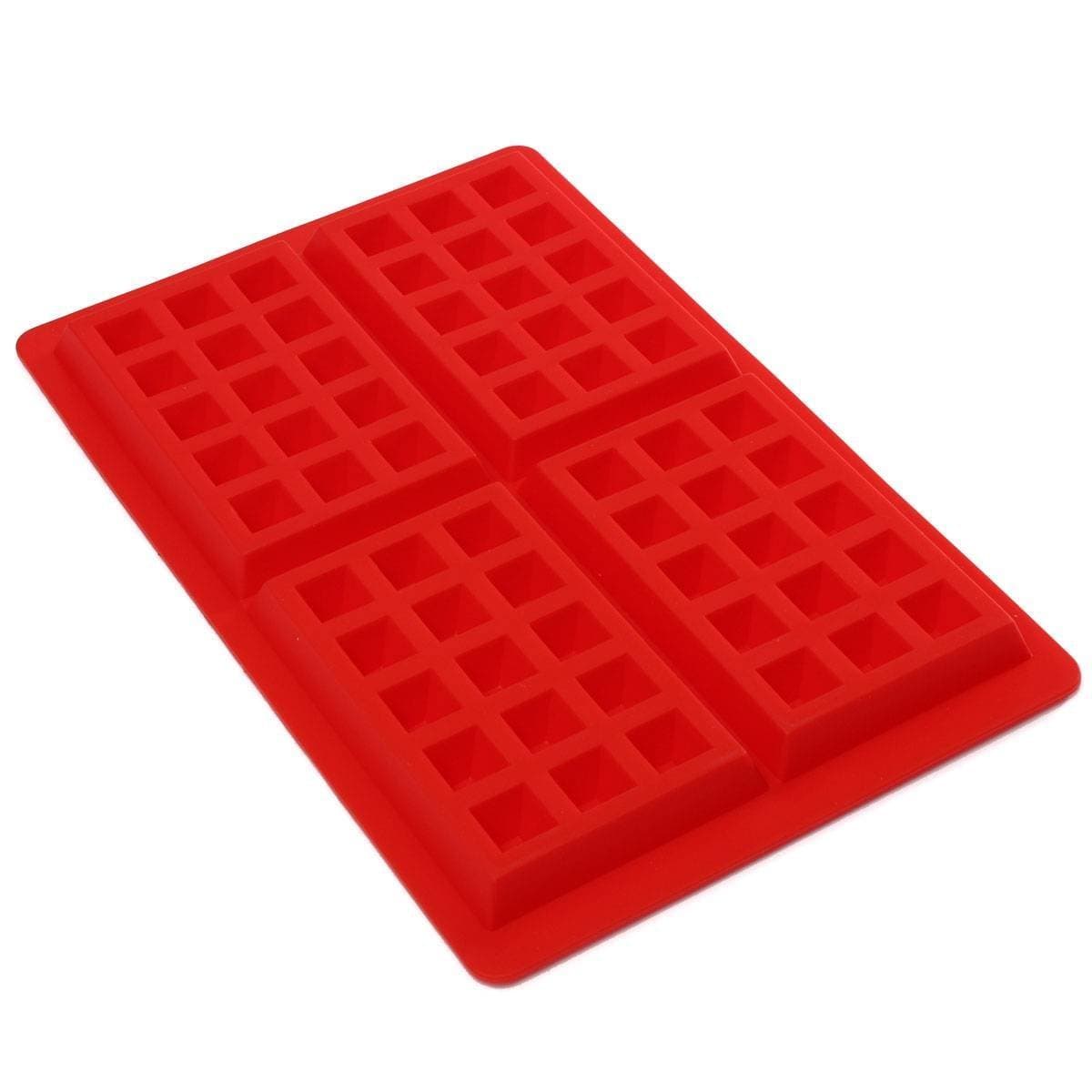 STONCEL 4-Cavity DIY Mini Waffles Cake Chocolate Pan Silicone Tray Mold Baking Mould Tool Red