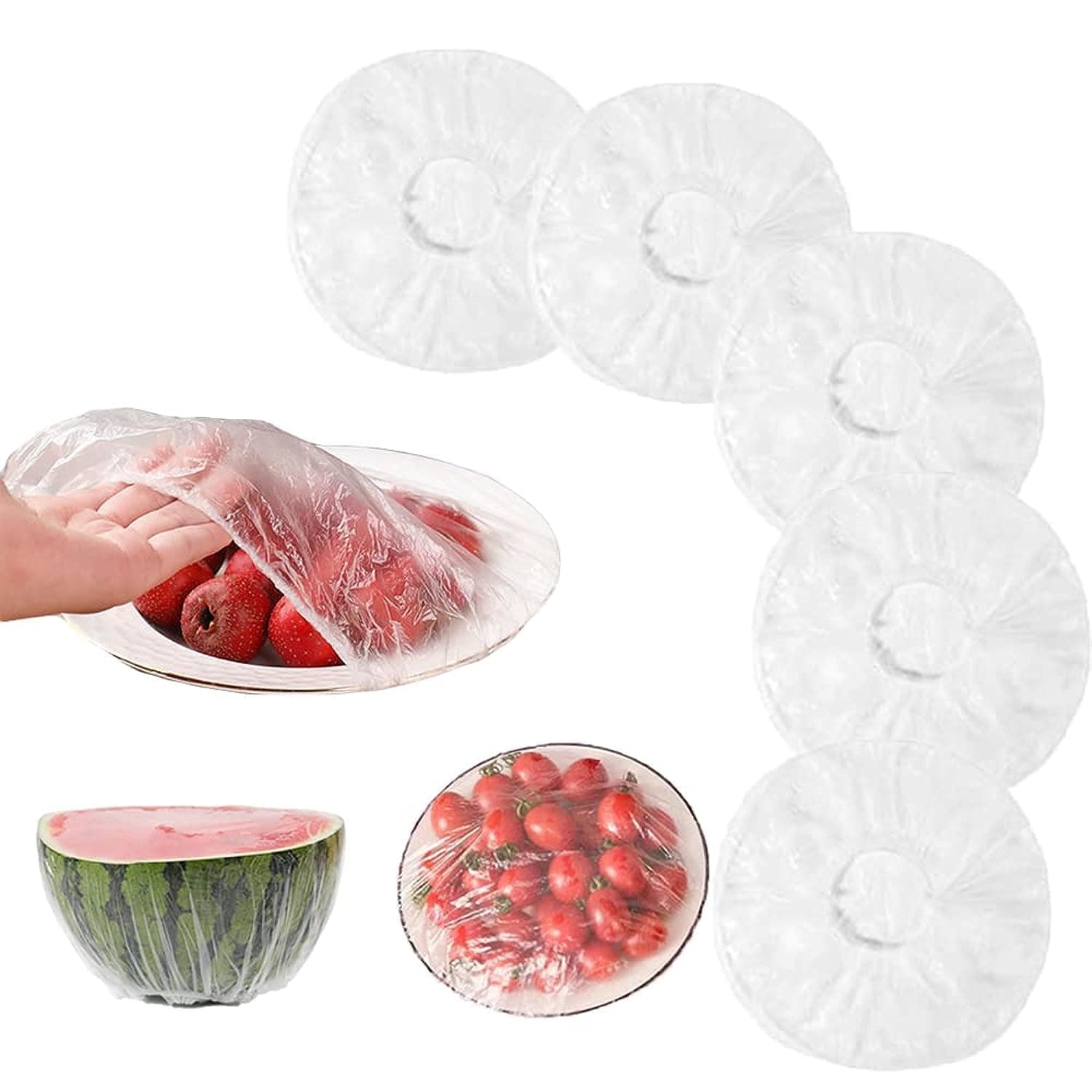 Fresh Keeping Bags Food Cover 100PCS, Reusable Bowl Covers Stretch Lids for Containers, Elastic Storage Meal Prep Dish Plate Plastic Family Outdoor Picnic Transparent