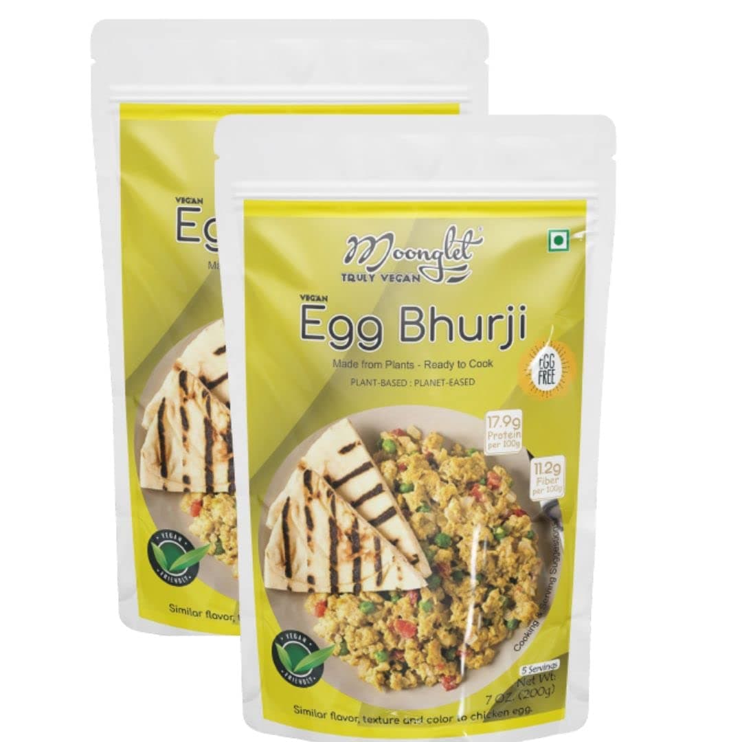 Eggless Bhurji | Vegan Egg Bhurji | Indian Masala Vegan Scrambled Egg Mix | 400g: Pack of 2, 200g each