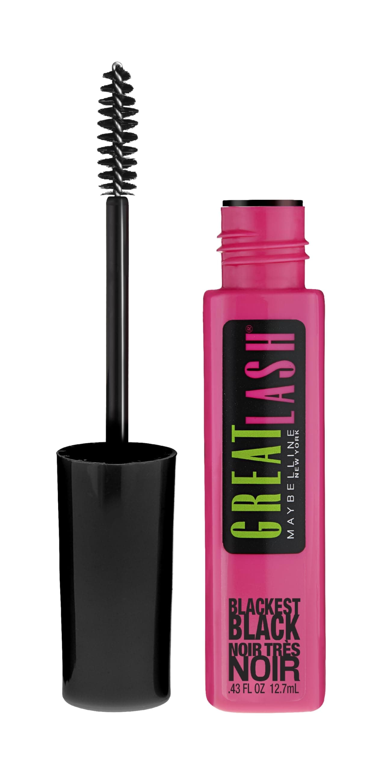Great Lash Washable Mascara Makeup, Volumizing Lash-Doubling Formula That Conditions As It Thickens, Blackest Black, 1 Count