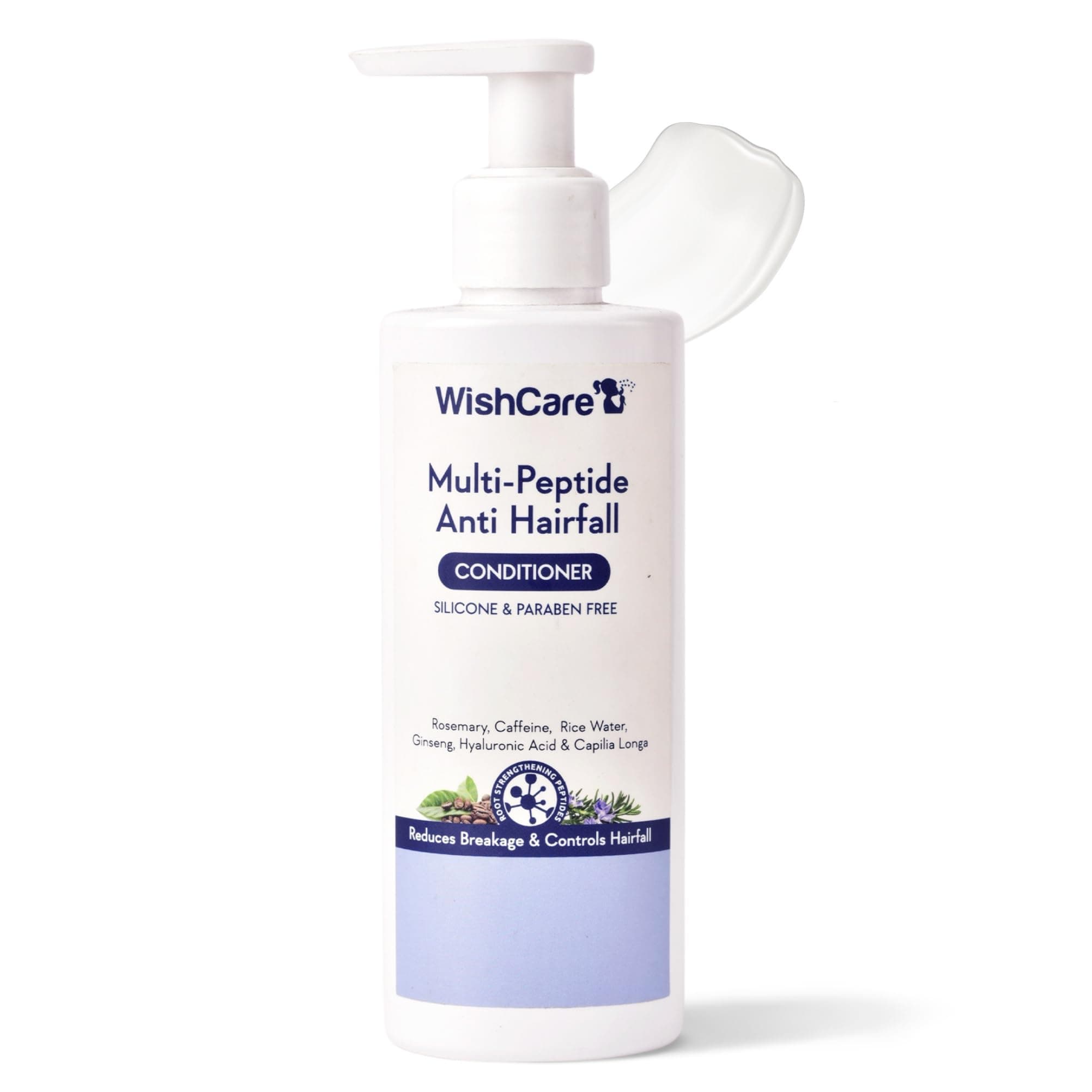 WishCare Multi Peptide Anti Hairfall Conditioner - For Women & Men -Hair Conditioner for Frizzy Hair- Rice Water, Rosemary, Capilia Longa, Hyaluronic Acid & Caffeine 200ml
