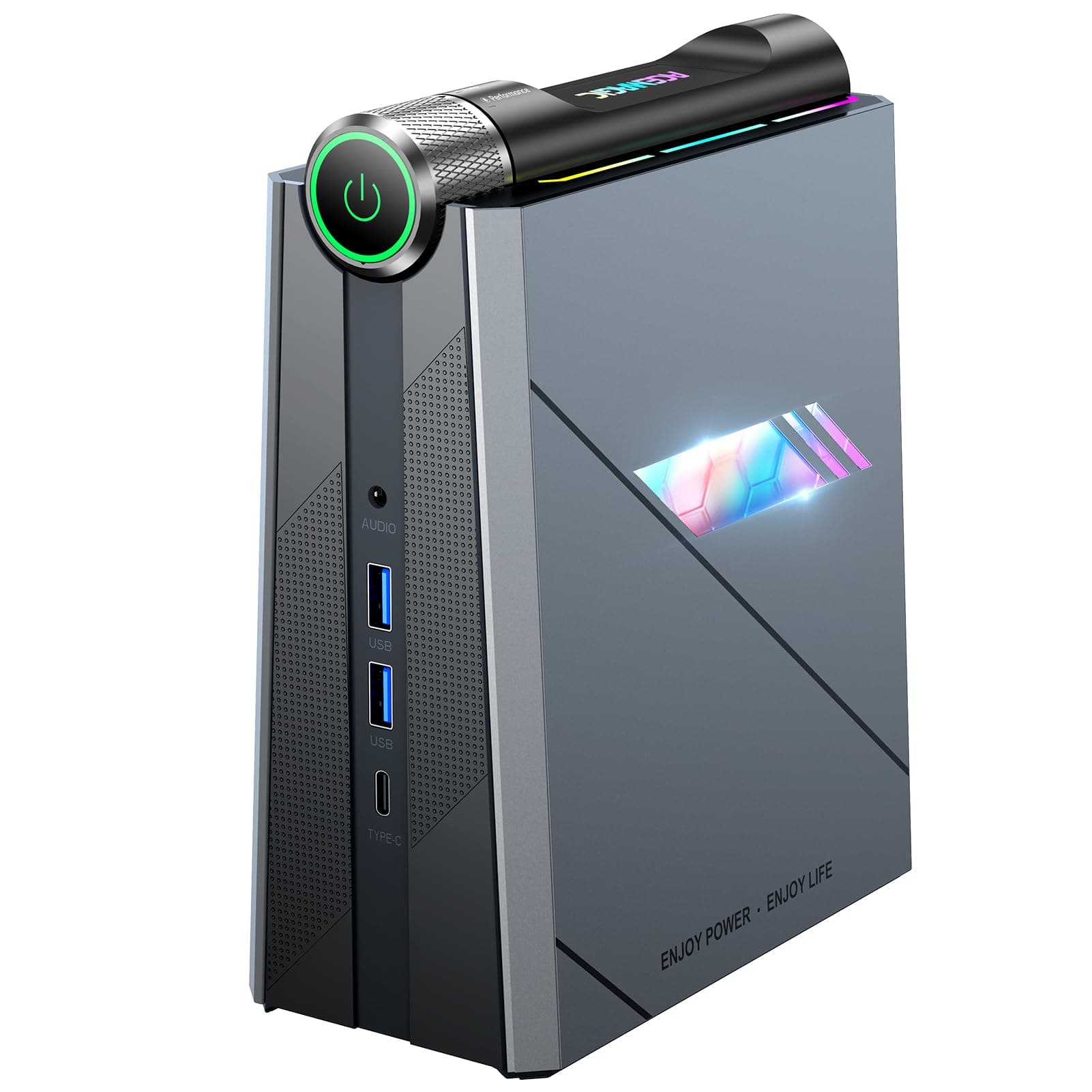 [Gaming/Business] Mini PC Intel Core i9-11900H(up to 4.9GHz),Gaming Computer 16GB DDR4 512GB SSD,24 MB Cache,WiFi6/BT5.2/Multi-Mode/Dual Fans/RGB