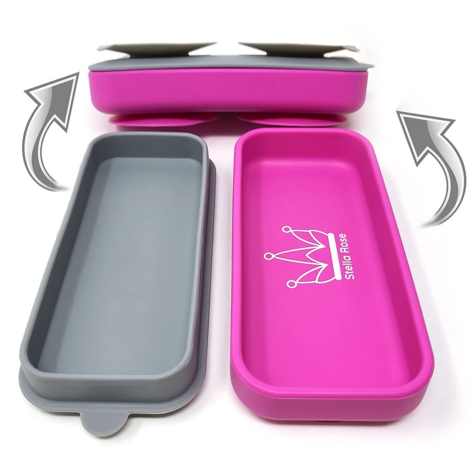 Suction Go Bowl - The World's Most Compact Toddler Suction Dish. 100% Food Grade Silicone. Transforms into Food Container. (Purple)