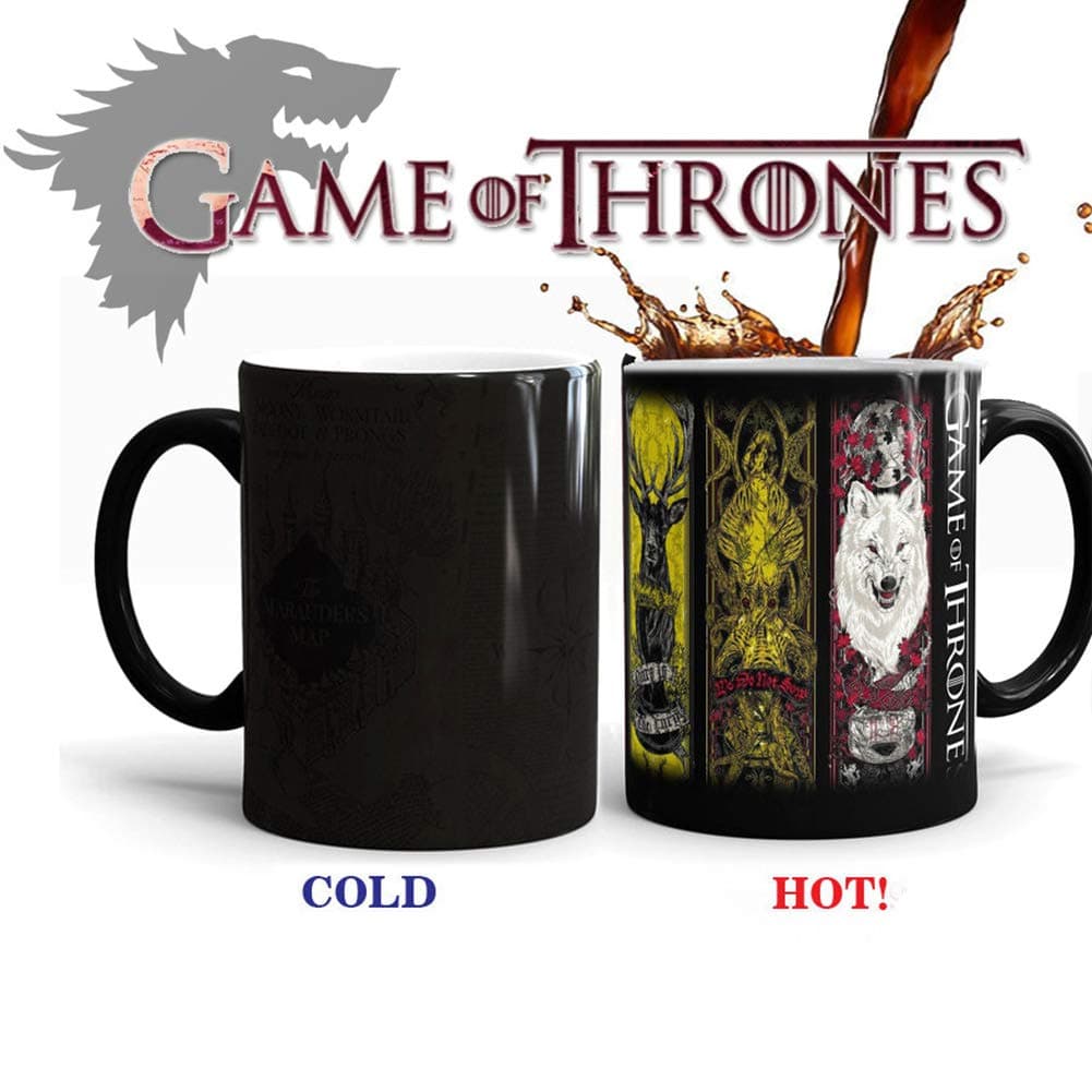 Magic Cup Heat Sensitive Color Changing Mug - 11oz Ceramic Coffee Cup Inspired by Game of Thrones Family Crests (Thrones-A)