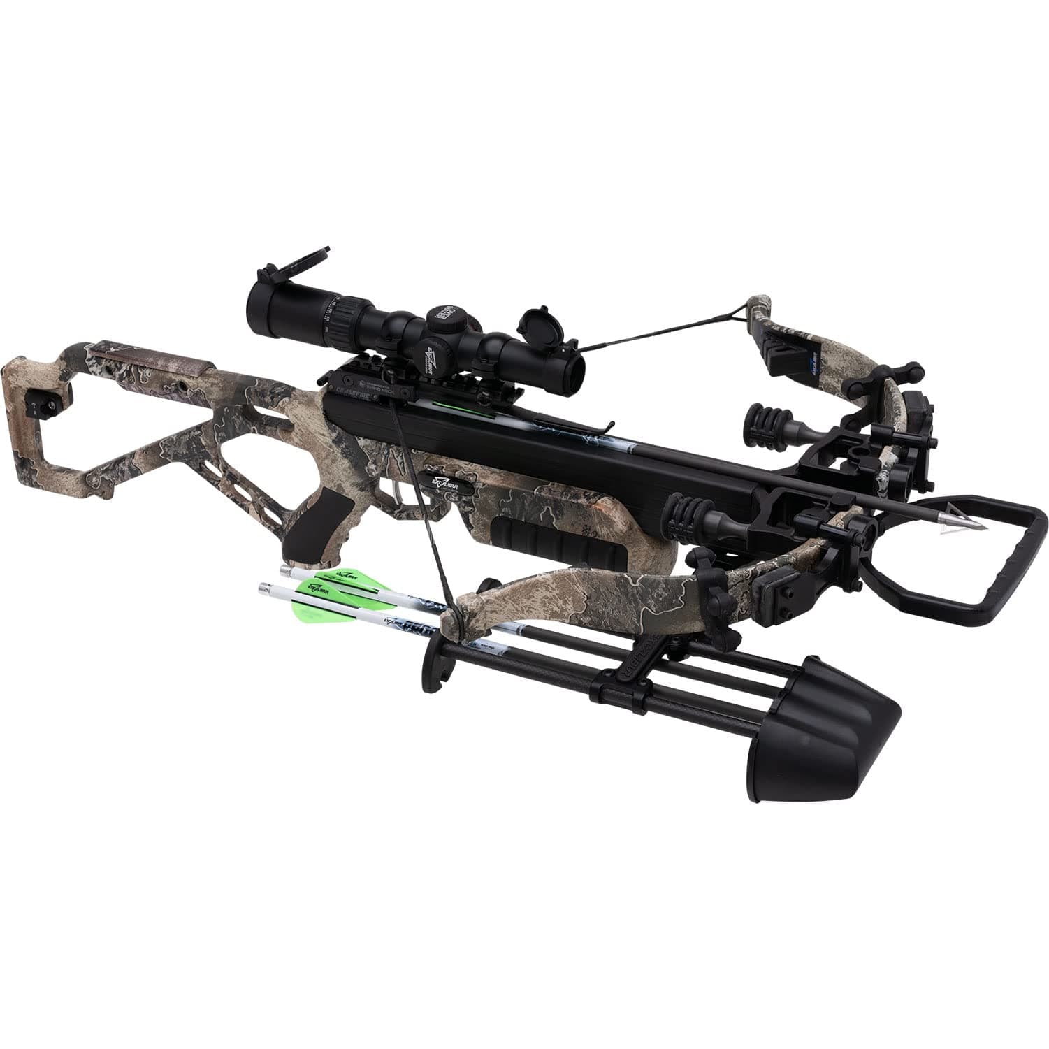 ExcaliburMicro 380 Lightweight Compact Accurate Ambidextrous CeaseFire Safety Hunting Archery Crossbow - Scope, 30 mm Scope Rings, 4 Quill 16.5" Arrows, Rebolt Quiver Included