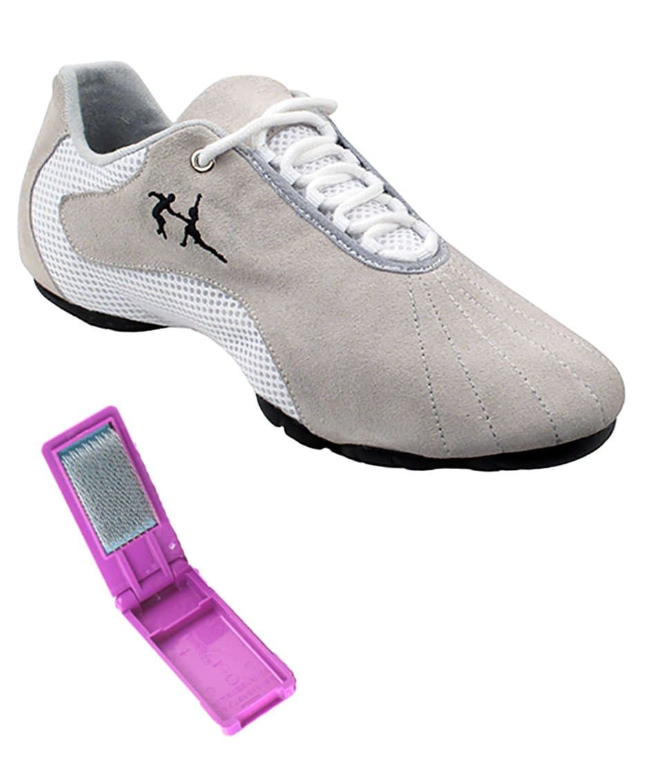 Very Fine Dance Shoes - Unisex Dance Sneakers - Flat Heel Gum Sole - VFSN016 and Foldable Brush Bundle