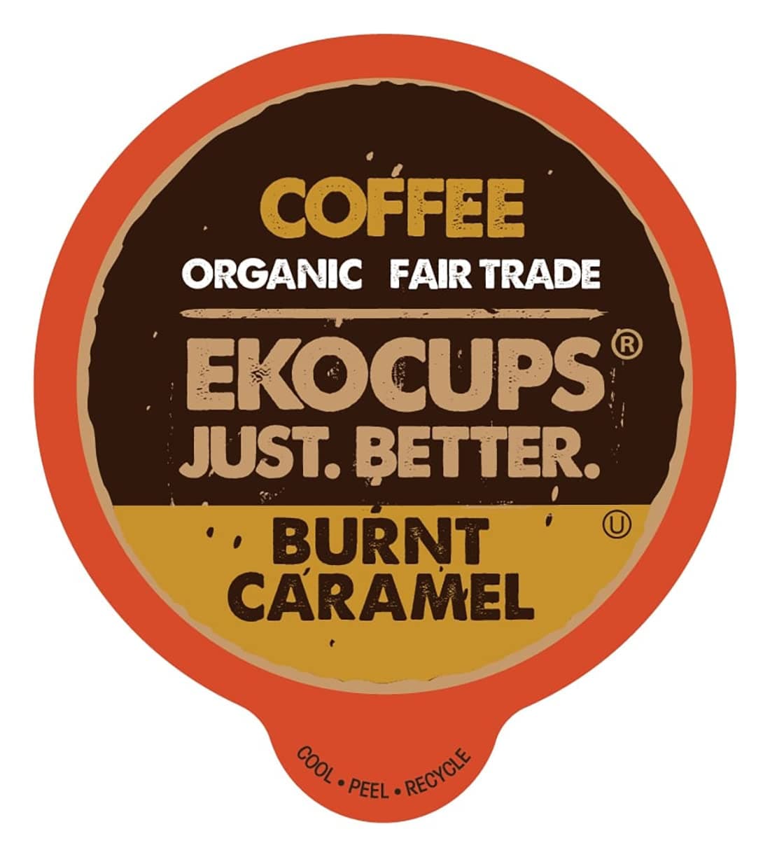 EKOCUPS Organic Burnt Caramel Flavored Coffee Pods, Extra 30% More Coffee Per Cup, Artisan Fair Trade Dark Roast, Carmel Coffee for Keurig K Cup Machines, Recyclable Pods, 40 Count
