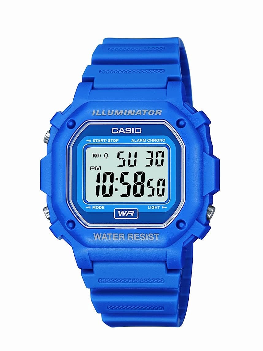 F108WH Series | Men's Digital Watch | Illuminator | Water Resistant | LED Light | Daily Alarm | 1/100 SEC Stopwatch | 3 Hands (HR, Min, SEC) | Date/Day Display | Daily Alarm | 7 Year Battery