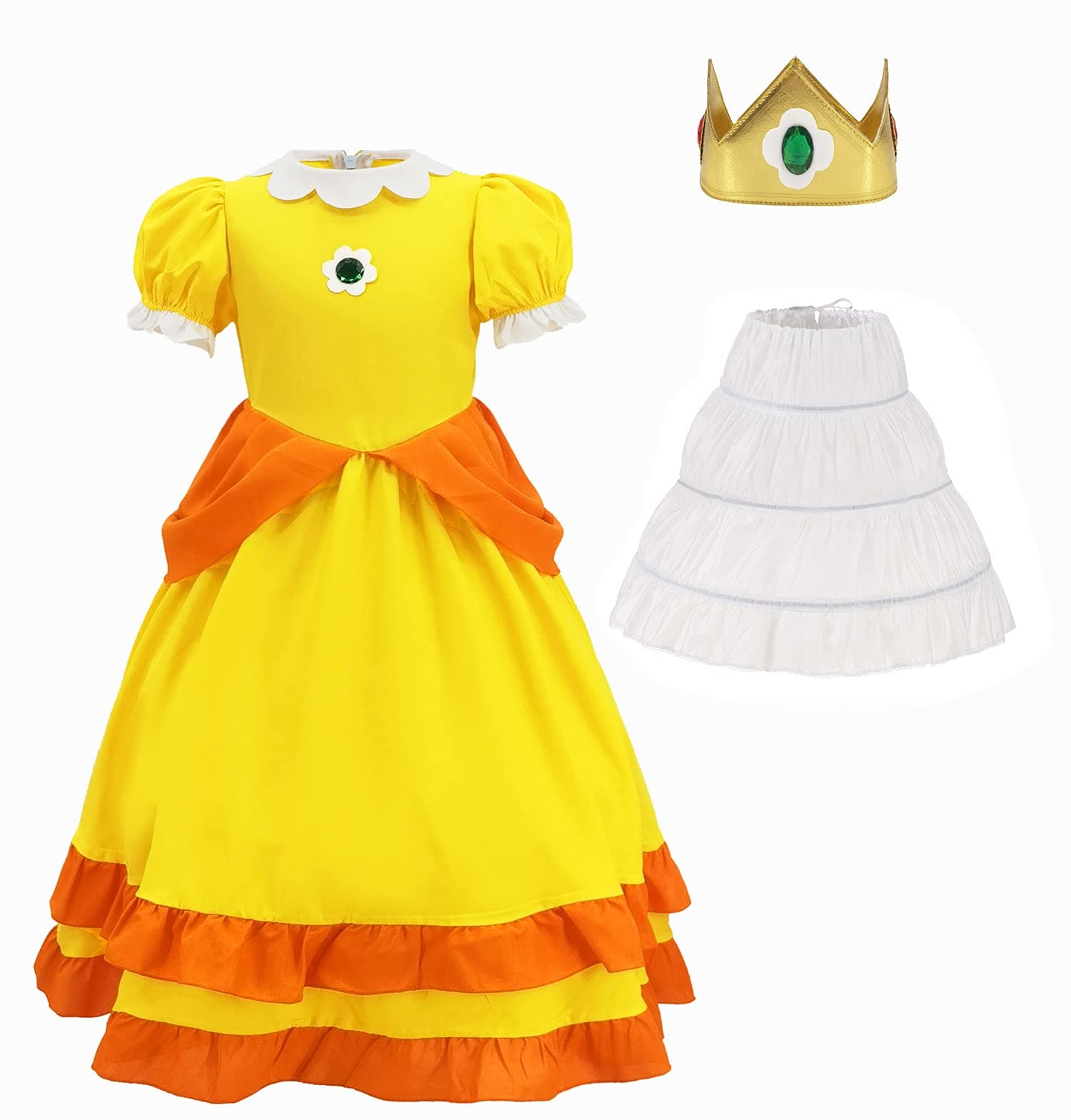 Super Brothers Princess Peach Costume With Crown For Kids Girls Halloween Party Dress Up Girls-110