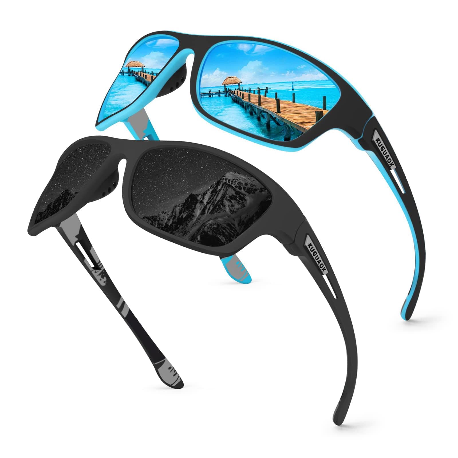 KUGUAOK Polarized Sports Sunglasses for Men Driving Cycling Fishing Sun Glasses 100% UV Protection Goggles