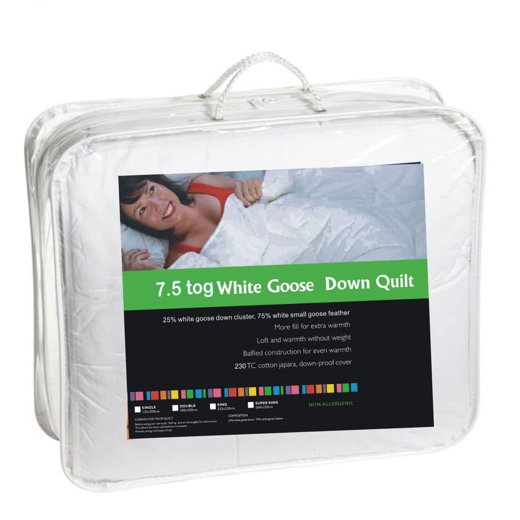 rejuvopedic New 7.5 Tog KING Summer Goose Feather & Down Duvet Quilt, 25% DOWN With A Luxury Pure Cotton Casing