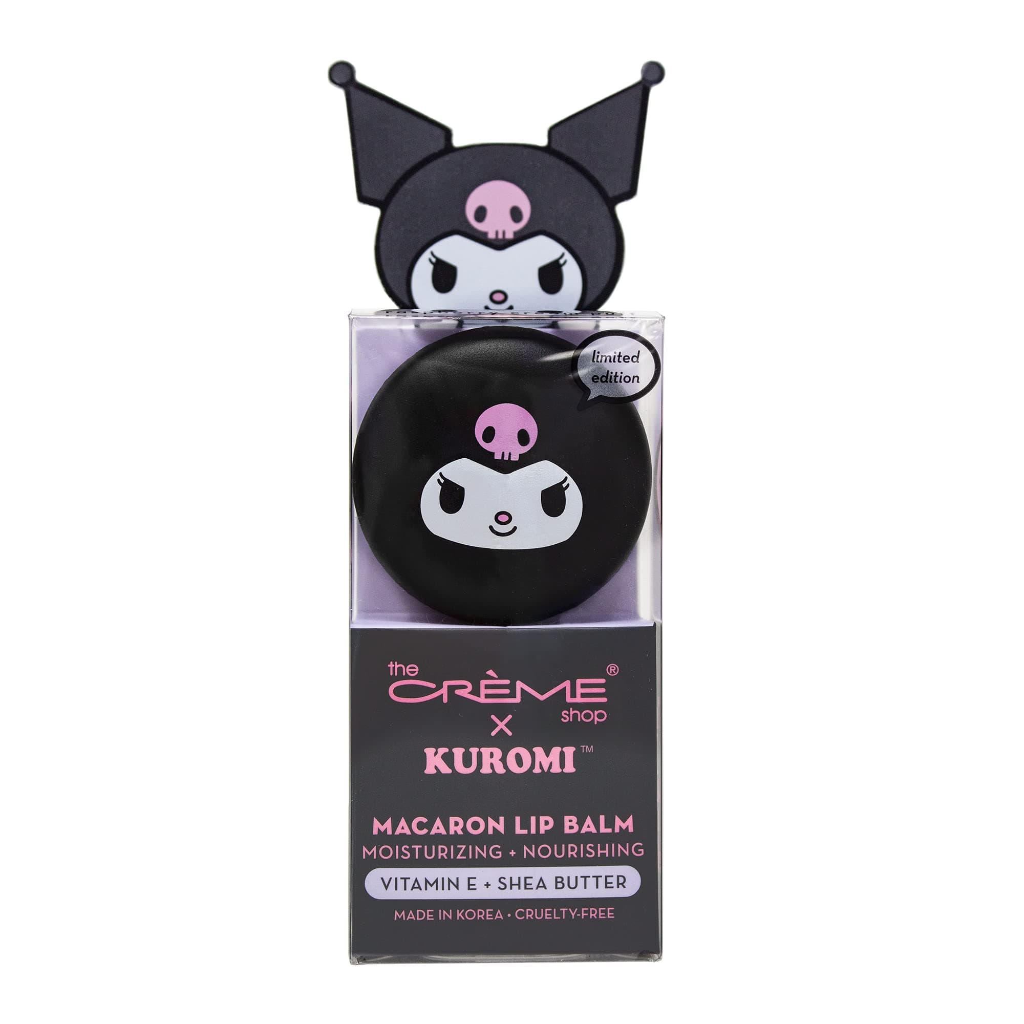 x Kuromi Macaron Lip Balm, Korean Lip Balm with Shea Butter and Vitamin E - Raspberry Cream Puff