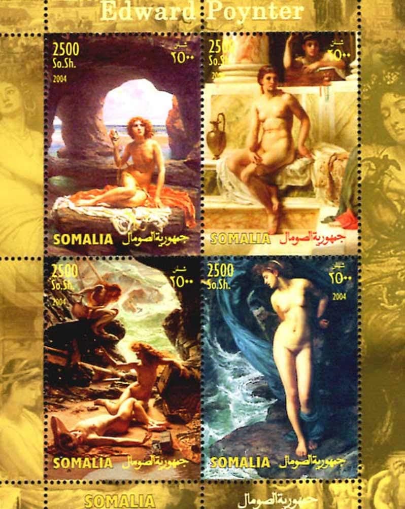 Stamps-Hobby: Somalia 2004 Edward Poynter Nudes Paintings | 4v Mint Thematic Stamps (1 Souvenir Sheet)