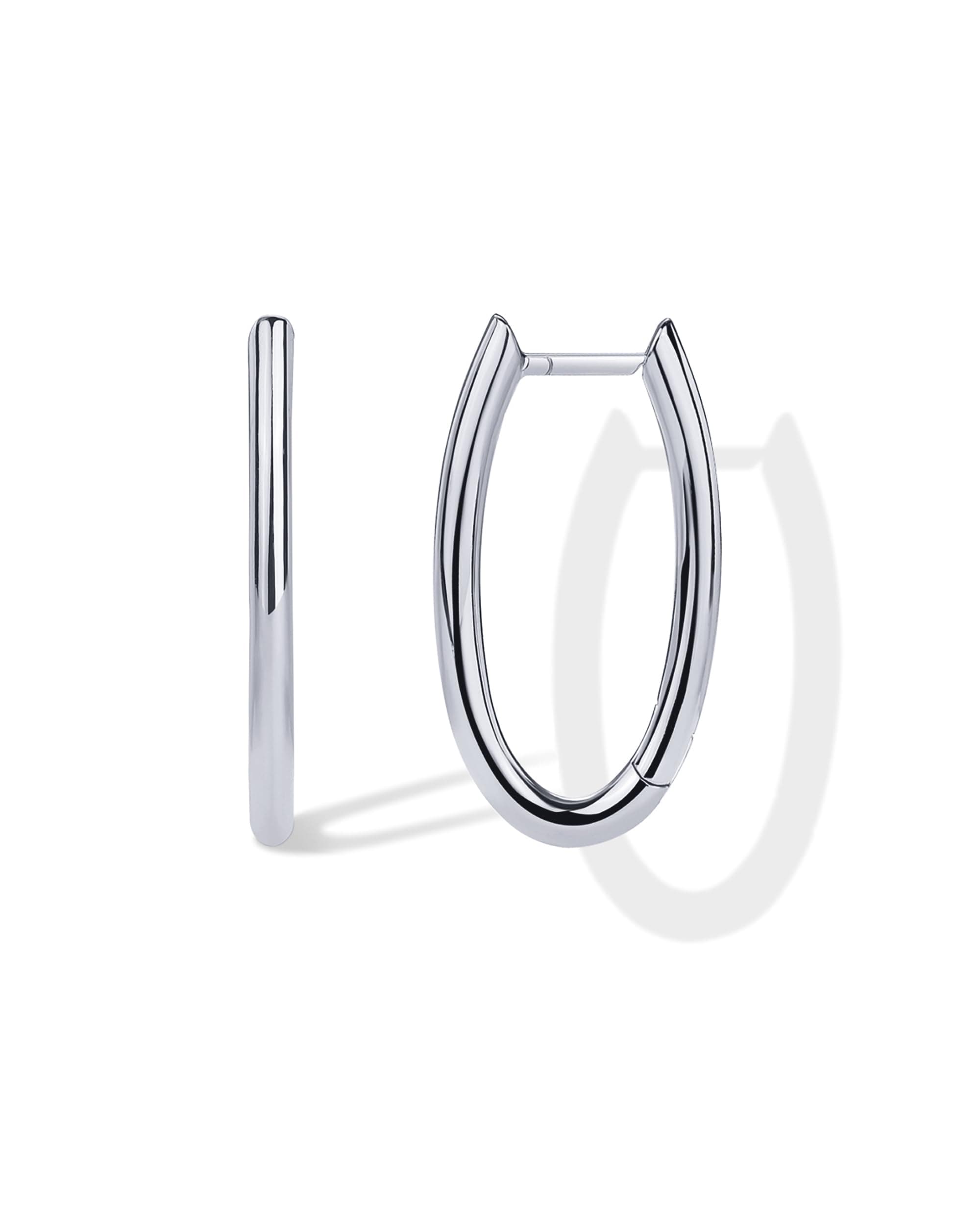 14K Gold Plated 925 Sterling Silver Posts Geometric Hoop Earrings for Women | Trendy Geo Long Oval U-Shaped Link Triangle Huggie Hoops Earring