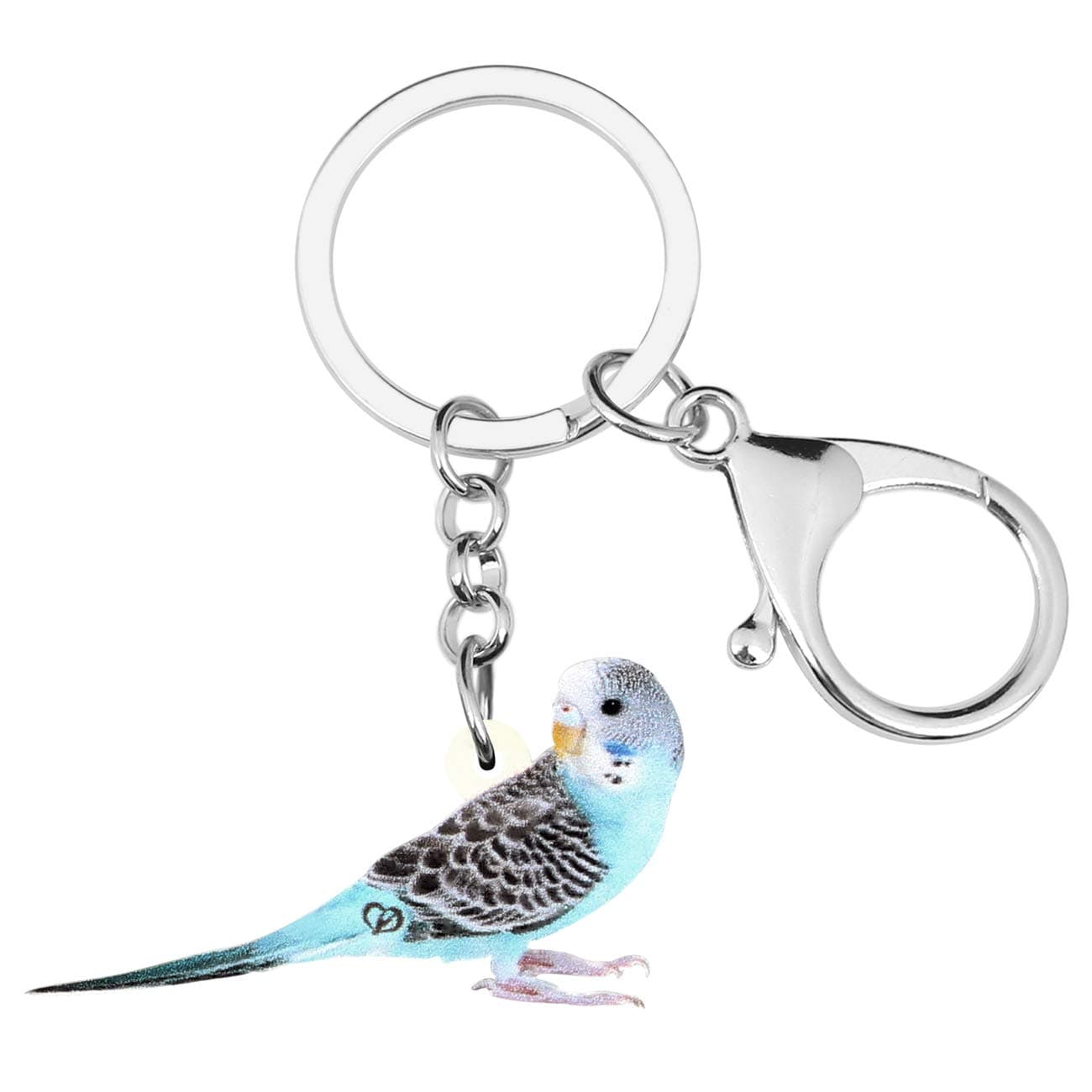 DUOWEI Acrylic Blue Long-tailed Parakeet Bird Keychain Cute Animal Keyring Purse Charm Gift for Women Teen Girl (Blue)