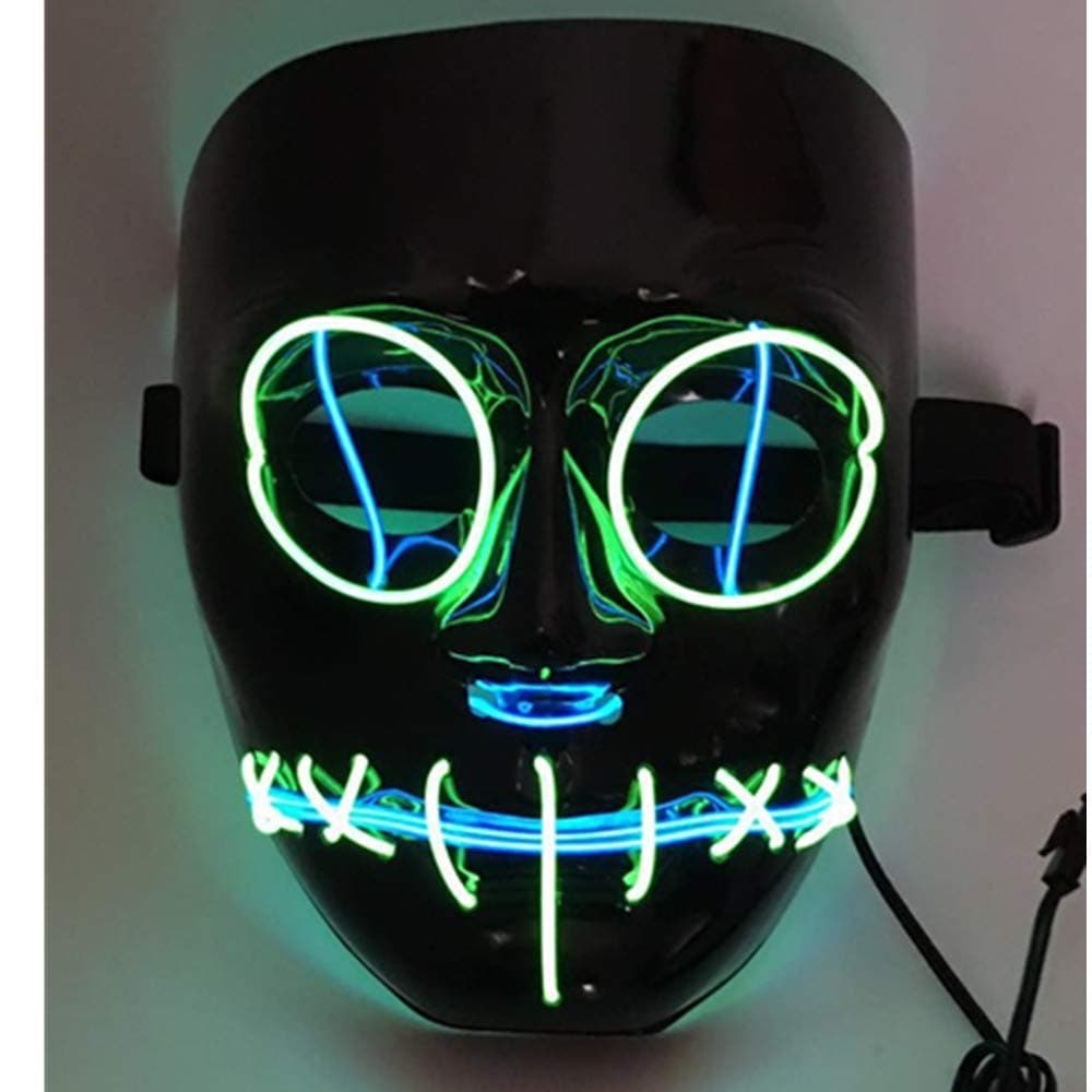 SOUTHSKY® LED Mask Black Face 2 Color LED Mask Neon EL Wire Light Up For Festival Halloween Costume Cosplay Party