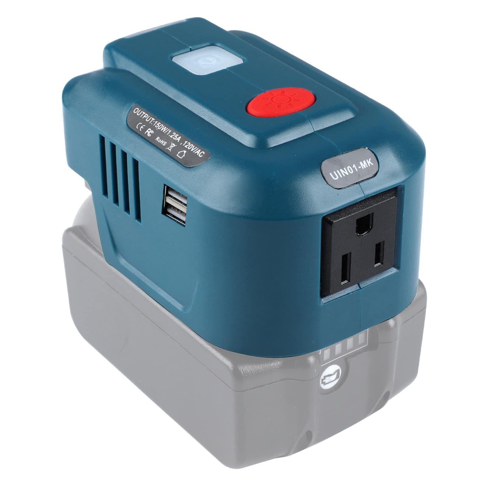 for Makita Powered Inverter Generator 150W for Makita Battery DC 18v to 110v AC Output, Portable Power Source USB Charger Adapter, for Makita Power Station with LED Light