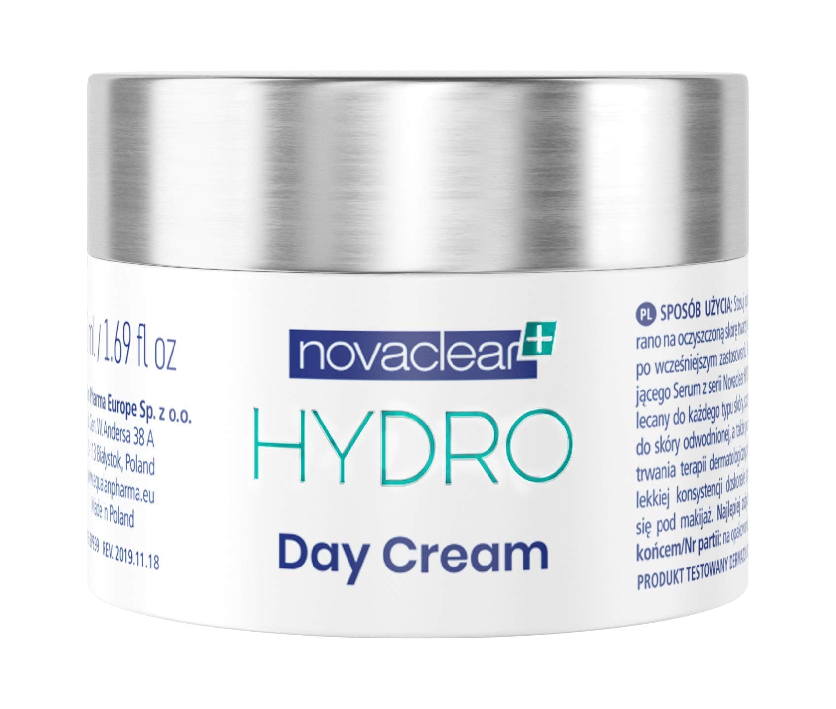 Hydro Day Cream Gel for Face with 10% Low and Medium Molecular Hyaluronic Acid, Vitamin E, Rose Hip and Green Tea Extract, 50 ml