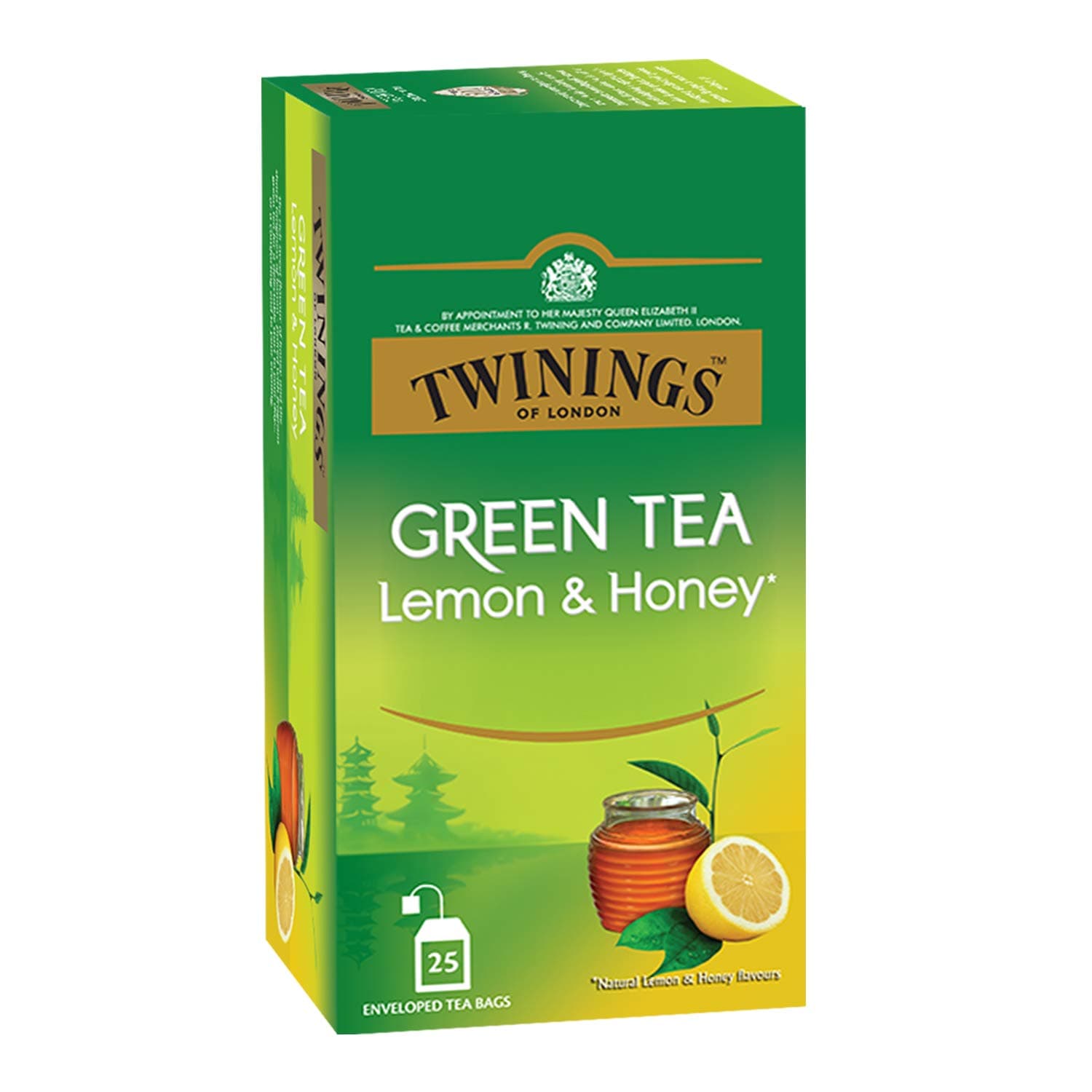 Green Tea, Lemon and Honey, 25 Tea Bags, Green Tea, Sweet Honey and Spicy Lemon, 1 Piece, 50g