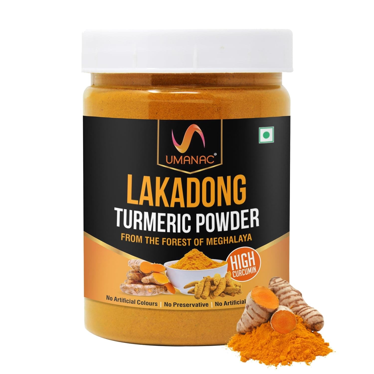 - Umanac Lakadong Turmeric Powder- 250Gm | Lakadong Haldi Powder | Fresh Turmeric from Meghalaya | High Curcumin Value | 100% Pure & Natural | Unprocessed | Rich Earthy Aroma