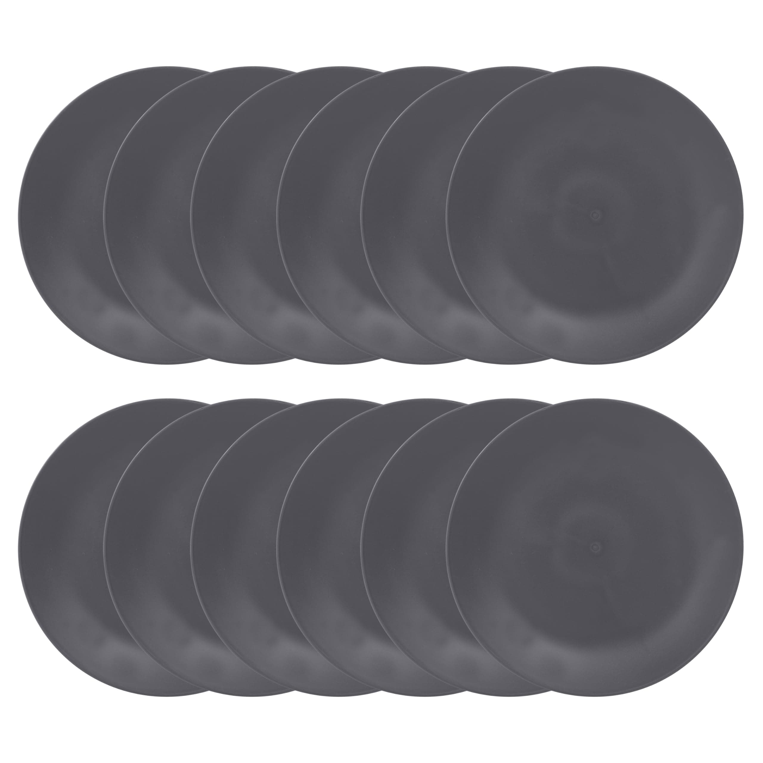 KOXIN-KARLU Plastic Plates, 10-inch Dinner Plates Reusable Plates Picnic Plates, set of 12 Dark Grey