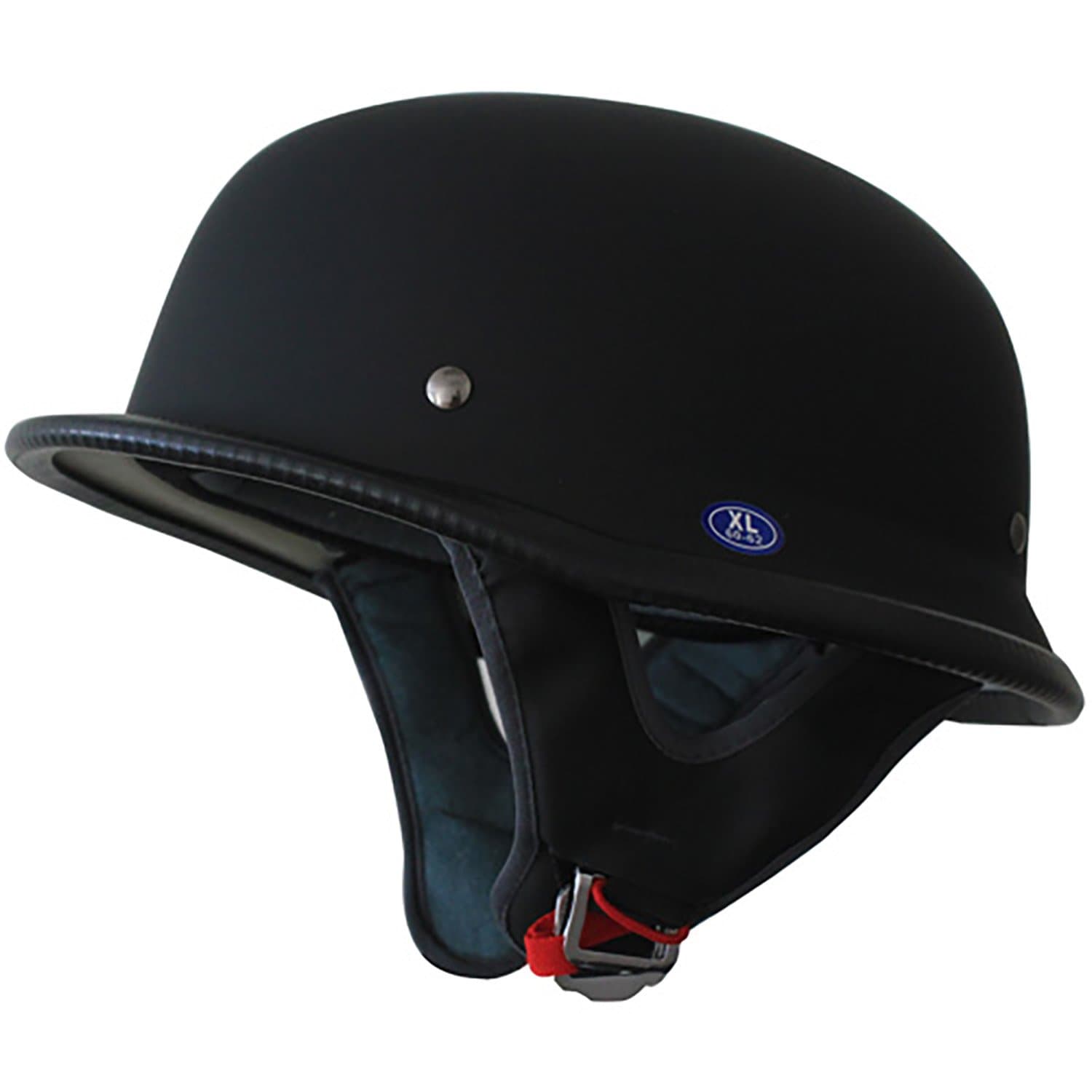 Low Profile German Half Helmet Open Face Cruiser Chopper Biker Helmet (Matt Black, XL)