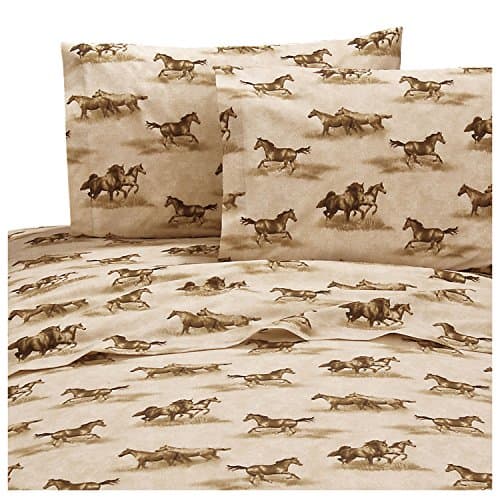 Blue Ridge Home Fashions Wild Horses Sheet Set Twin,Brown