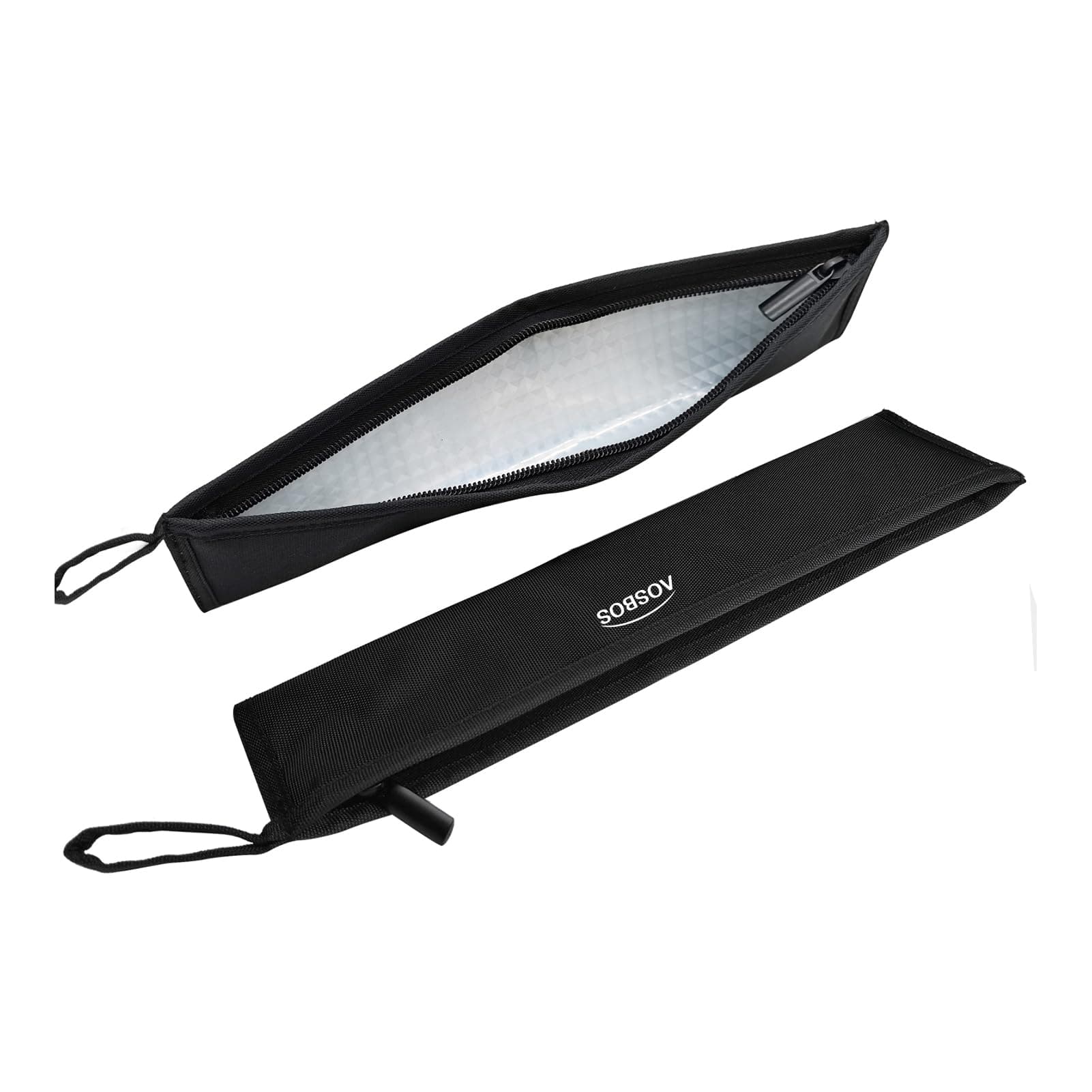 Aosbos Reusable Straws Carrying Case, Portable Small Pouch for Metal, Paper, Plastic, Silicone Disposable Straws, Stainless Steel Chopstick - Black