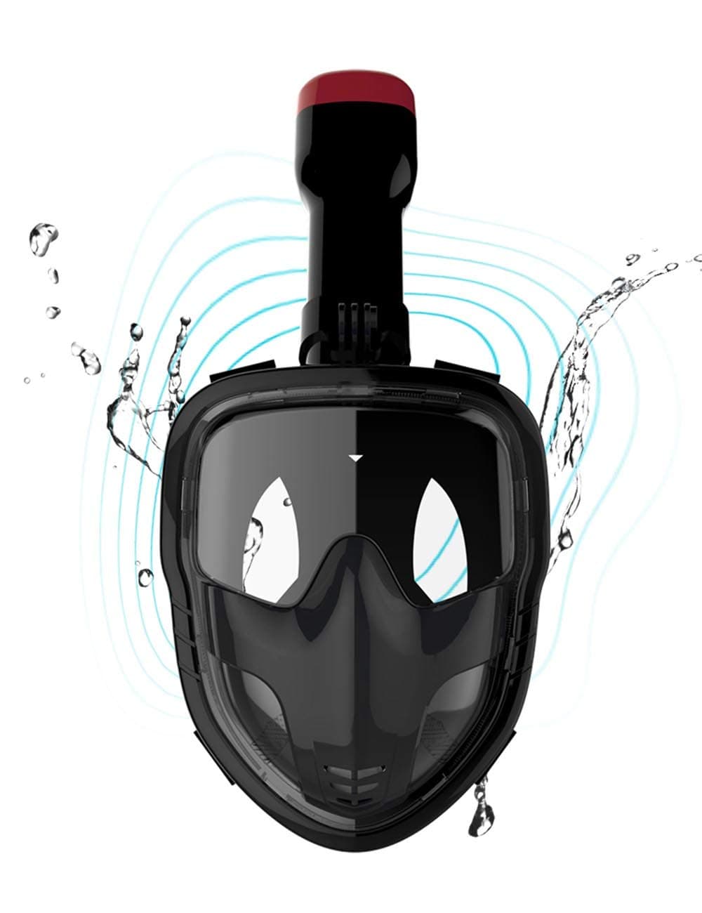 SpiningGame Snorkel Mask Flat Mirror 180° Panoramic Full Face Design Anti-Fog and Anti-Leak, for Adults Men and Women. (Black, L/XL)