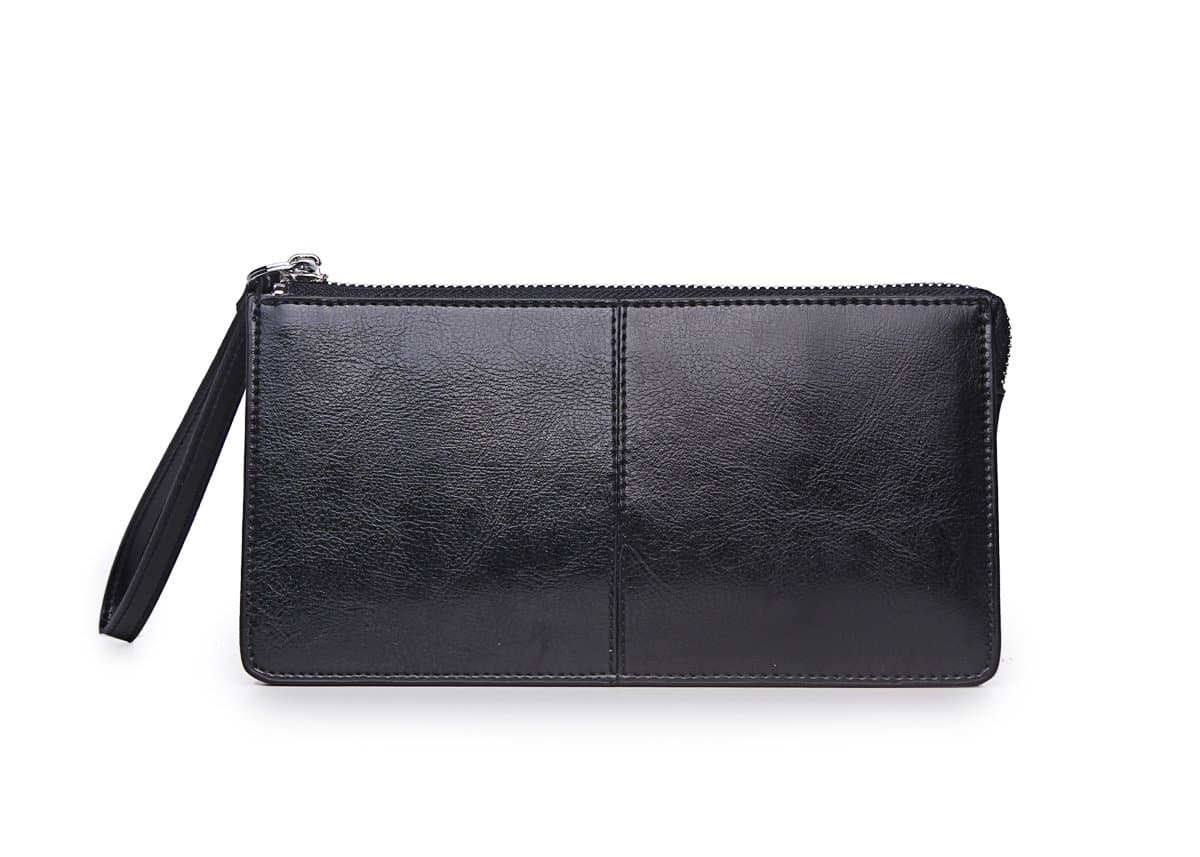 Grebago Women's Genuine Leather Wallets Long Zipper Clutch Purses Handbags