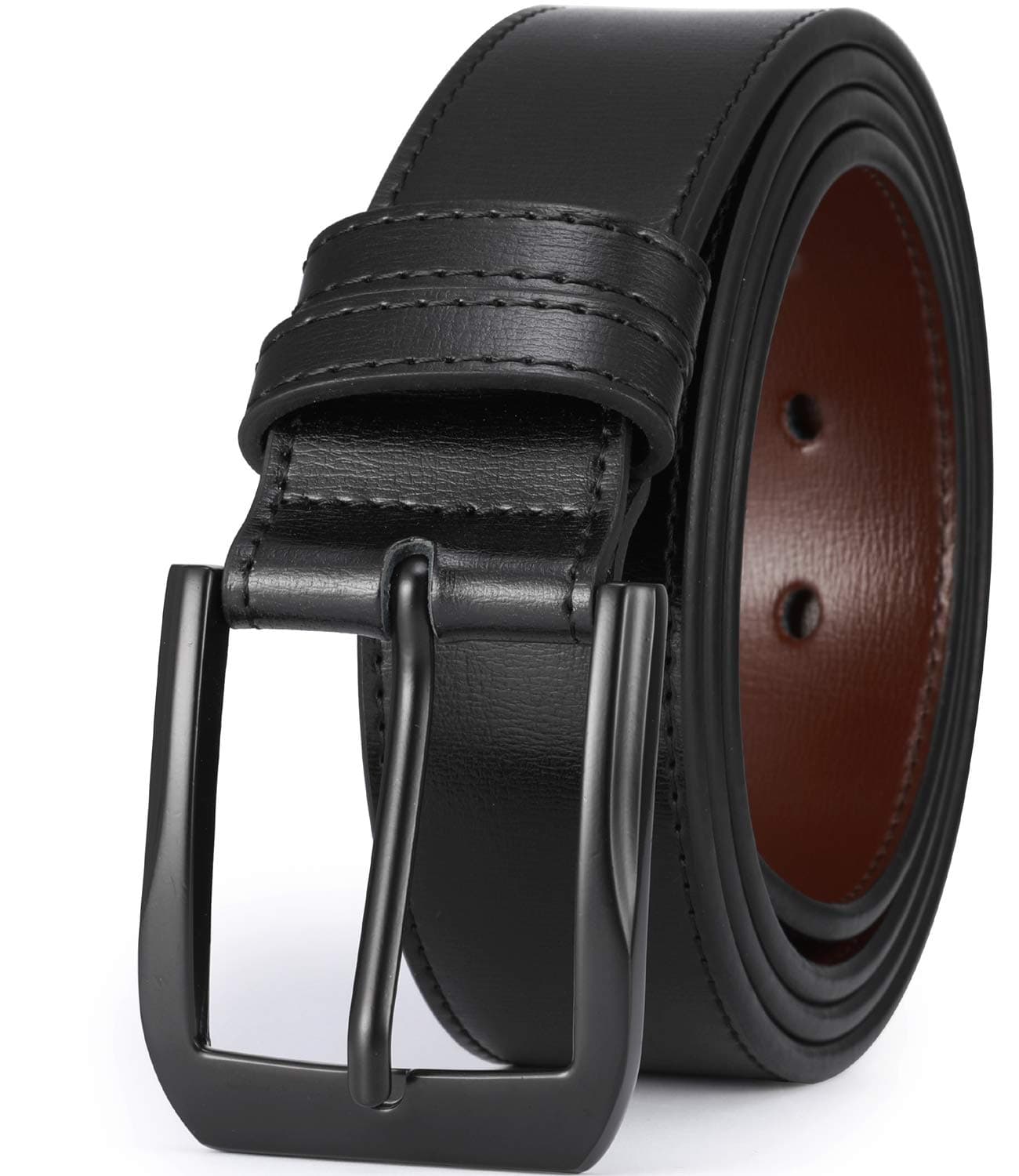 - Men’s Casual Leather Jeans Belts 1 1/2” Wide 4MM Thick Alloy Prong Buckle Work Dress Belt for Men