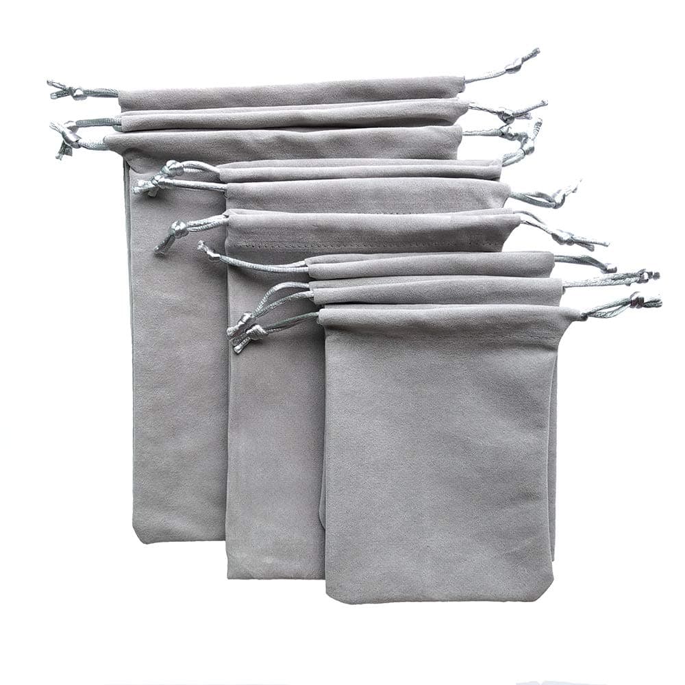 Velvet Drawstring Pouch Jewelry Bag (Gray)
