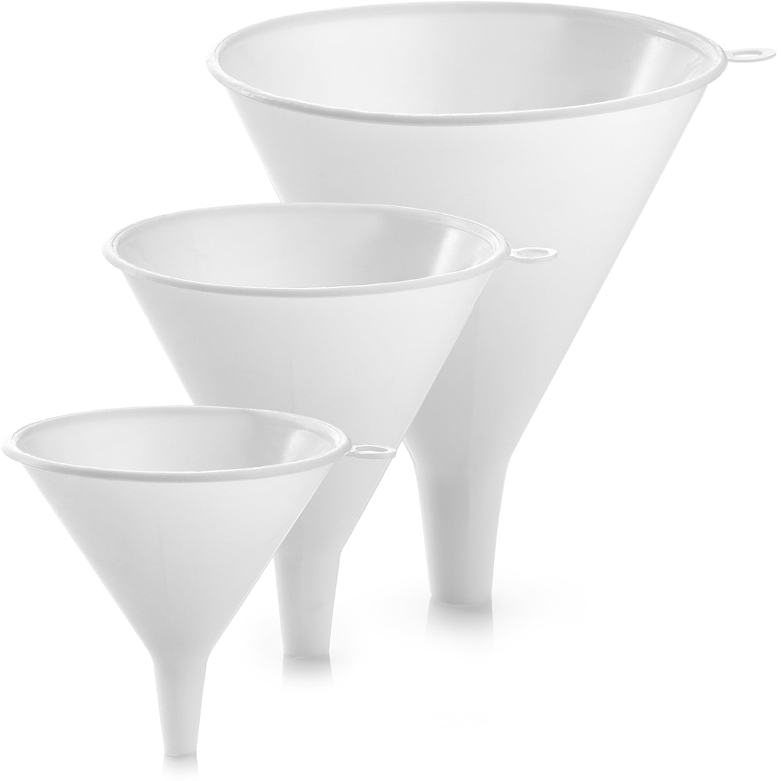 Zulay Kitchen 3-Piece Plastic Funnel Set - Large, Medium, and Small Kitchen Funnels Pouring Spout - for Filling Bottles Water Liquid, Protein Powder, Food Grade Cooking, Drink, Paint, Lotion, Kids