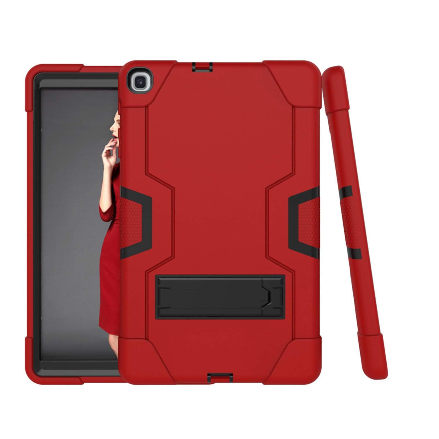 Cherrry Galaxy Tab A 10.1 2019 Case(SM-T510/T515),Slim Heavy Duty Shockproof Rugged Case High Impact Full Body Protective Case for Samsung Galaxy Tab A 10.1 Inch T510/T515 (Black/Red)