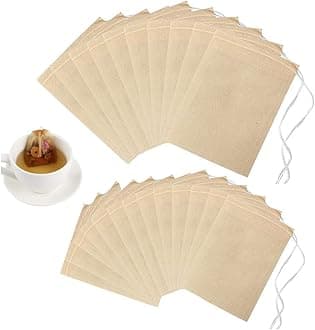 SUMAJU 200 Pcs Loose Leaf Tea Bags, Disposable Tea Filter Bags with Drawstring Unbleached Tea Bags for Loose Tea and Coffee (3.54x2.75 inch/1.96x2.75 inch)