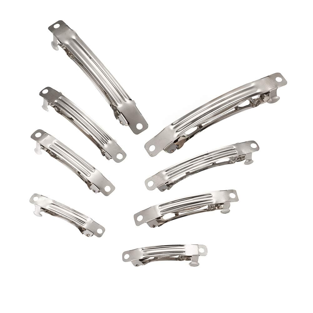 100Pcs Iron Blank French Barrette Hair Clip 4 Sizes 30/39/59/78mm Long Platinum for DIY Hair Accessories Making