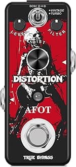 AFOT Distortion Pedal for Electric Guitar,Vintage Analog Distortion Effect for Electric Guitar, Guitar Distortion Pedal Warm Smooth Wide Range of Vintage Distortion Sound, Mini Size True Bypass