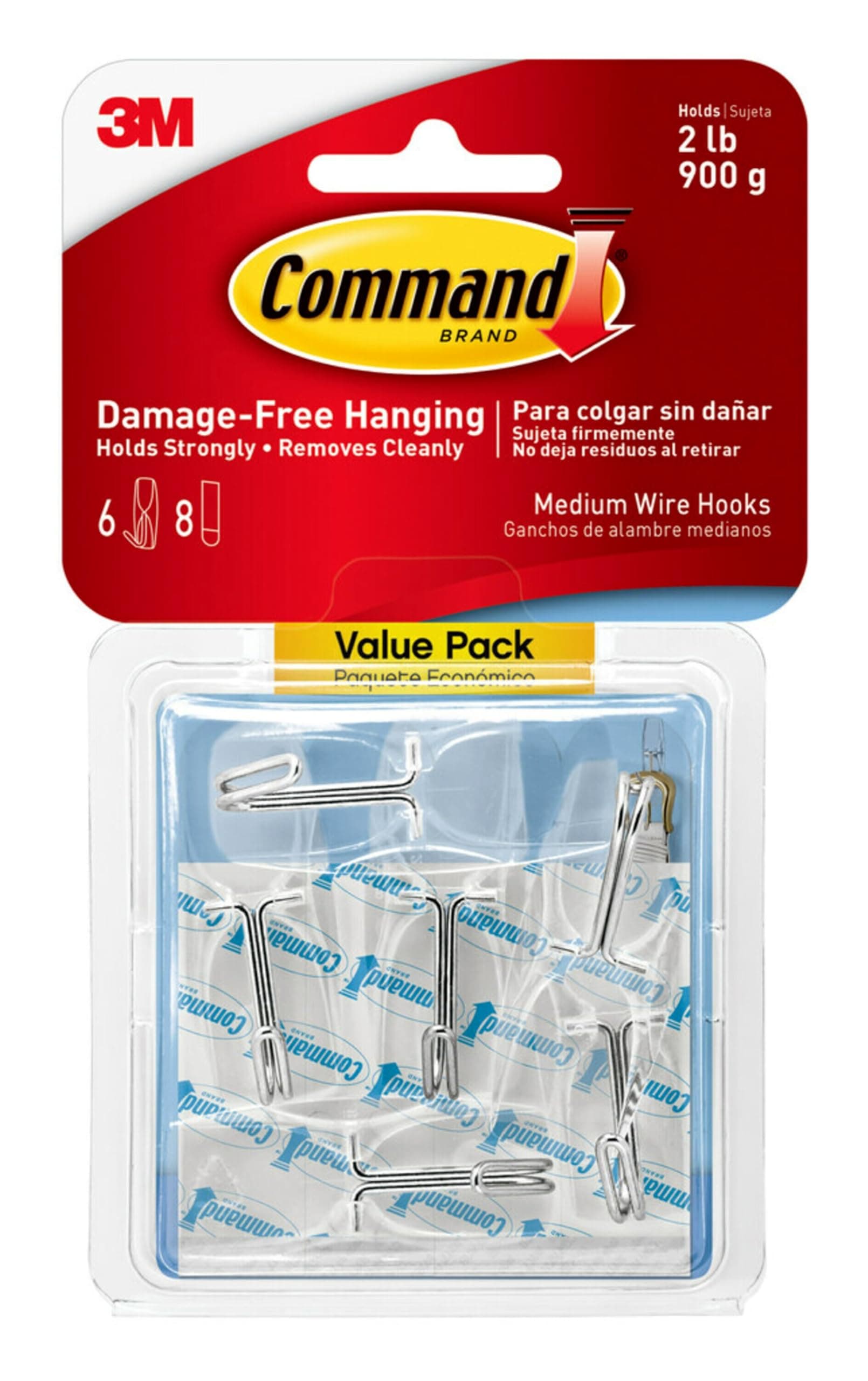 Command Medium Wire Toggle Hook Value Pack, Clear, 7-Hooks