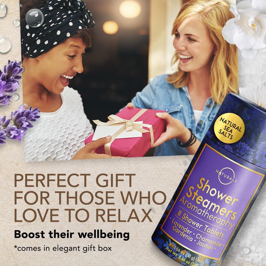 Shower Steamers Aromatherapy - Birthday Gifts for Women and Men - Shower Bombs Aromatherapy, Spa Day Essentials, Relaxation Spa Gifts - Self Care Galentines Gifts (Lavender 8 Count)