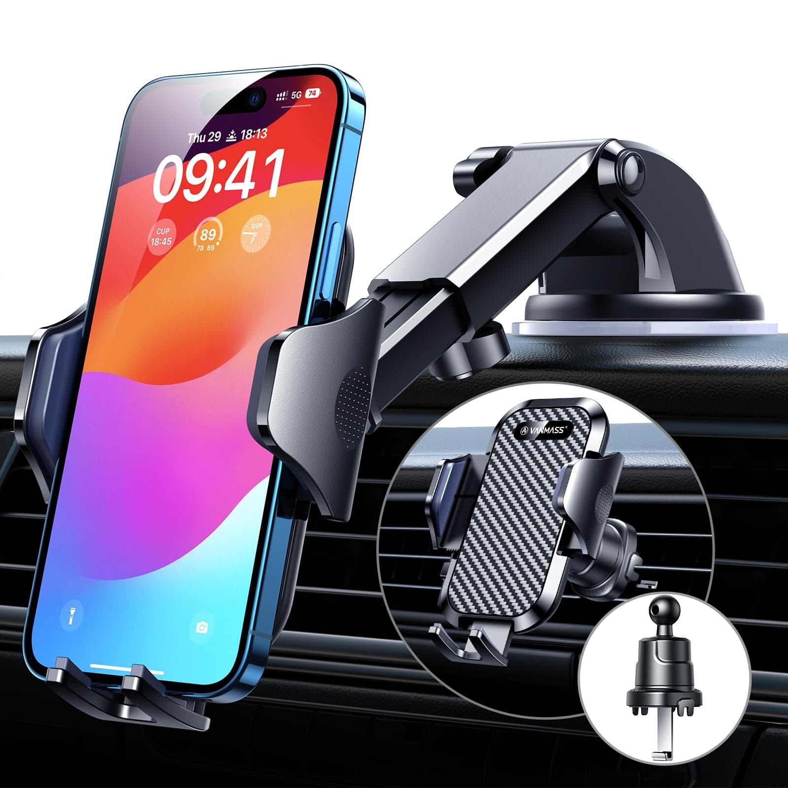 Car Phone Holder 2026 Ultimate Military-Grade Phone Holder for Your Car Windshield Dashboard【Newest Best Strongest】 Cell Phone Car Mount for iPhone Samsung Android Speaker Mounts