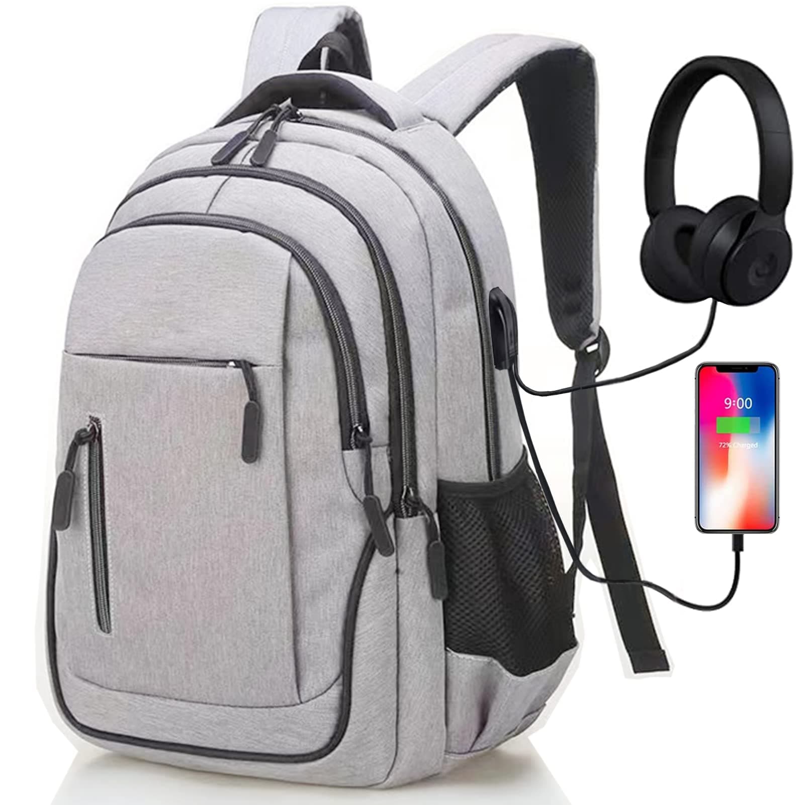 Travel Backpack for Men or Women Business Laptop Backpack with Usb Charging Port College School Computer Backpack Fits 15.6 Inch Laptop Notebook