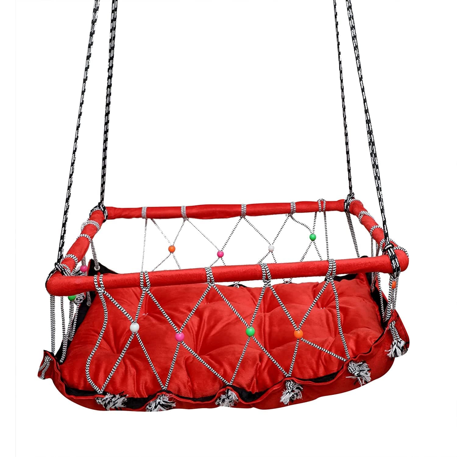 MT HUB Toy New Hanging Baby Sleeping Jhula Swing for Kids Palana for New Born Baby Handmade Hanging Jhula (0-1 Years_Red)