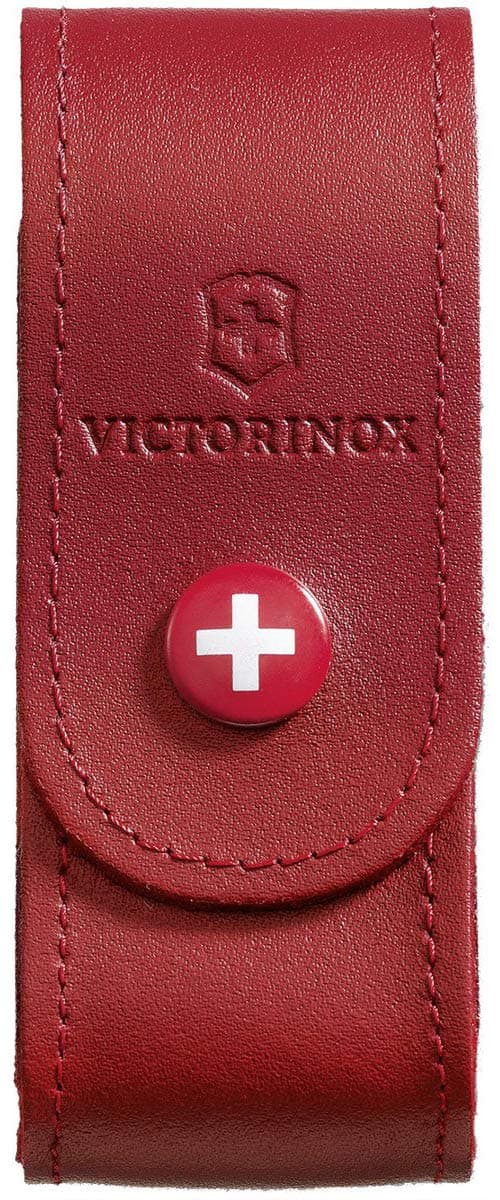Leather Belt Pouch for Swiss Army Pocket Knives, 3.5cm x 10cm, Red